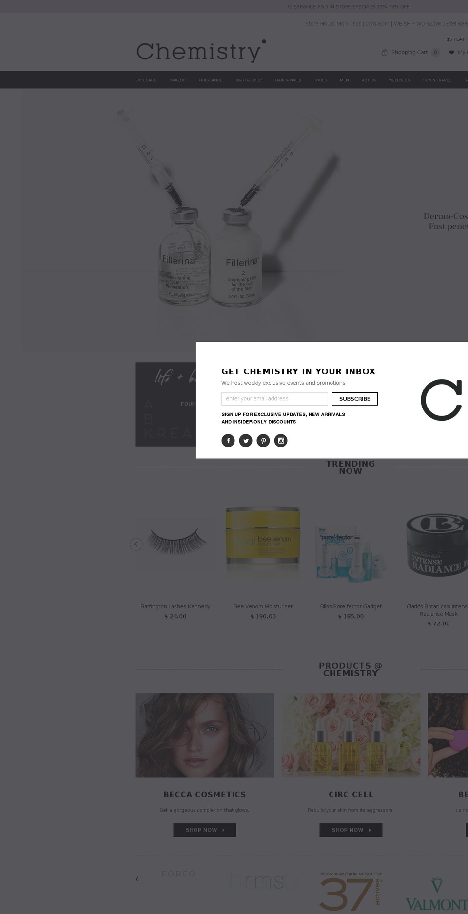 thechemistrycosmetics.com shopify website screenshot