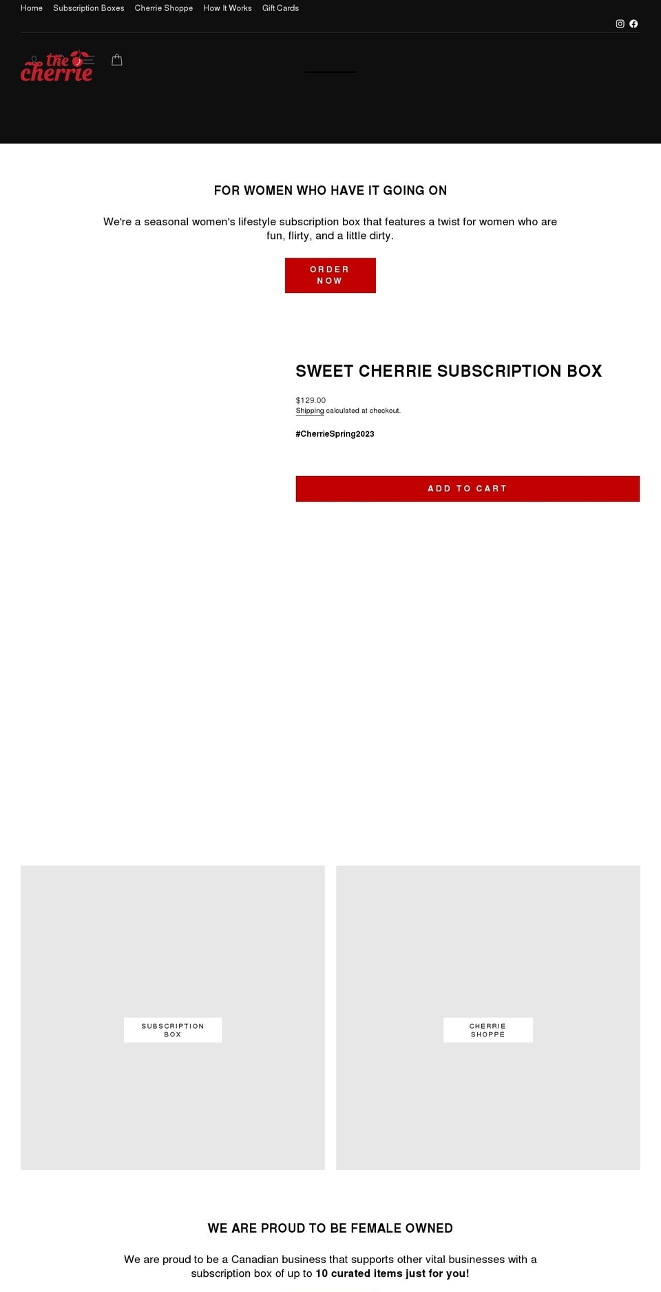 thecherrie.com shopify website screenshot