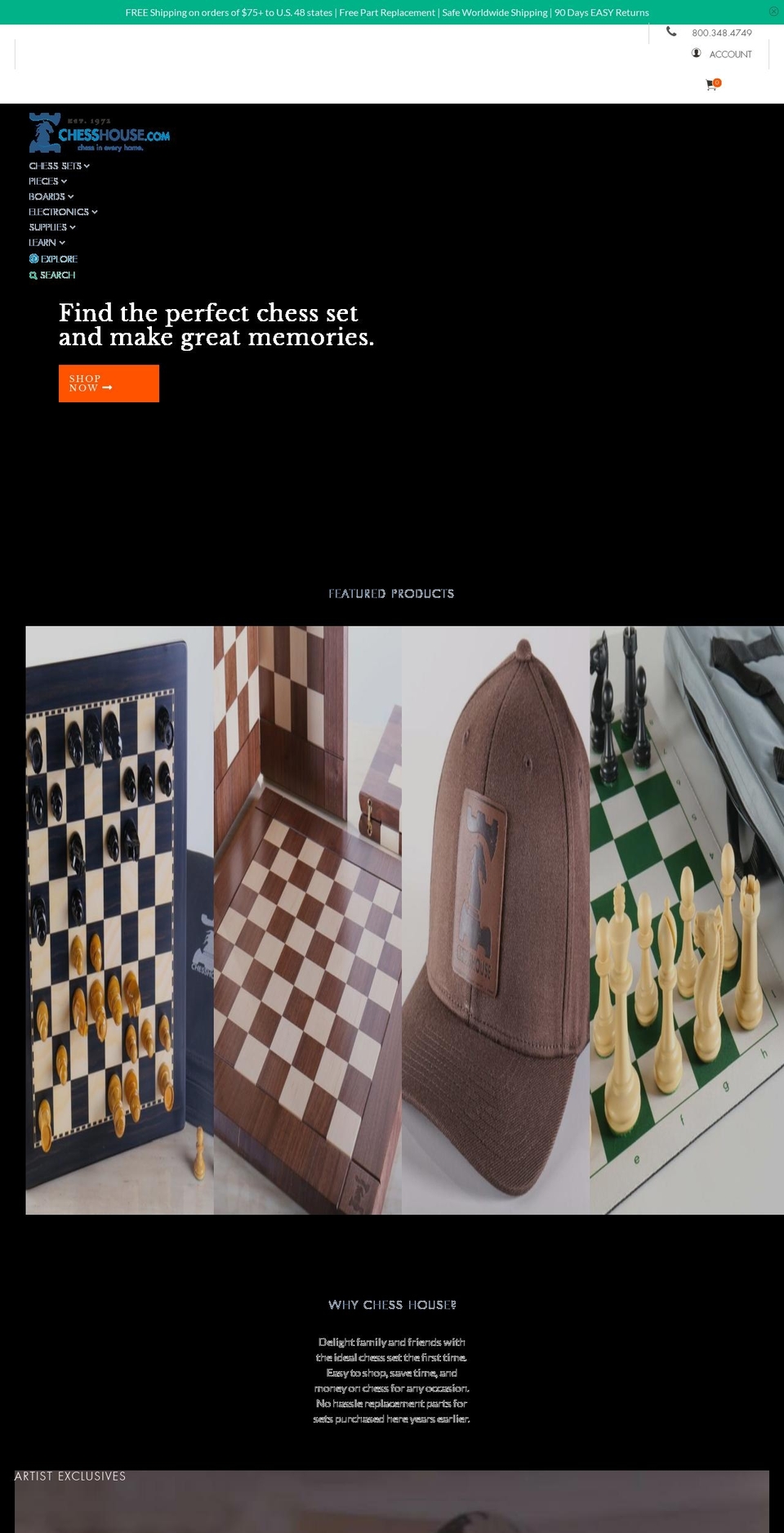 thechesshouse.com — Shopify storefront screenshot