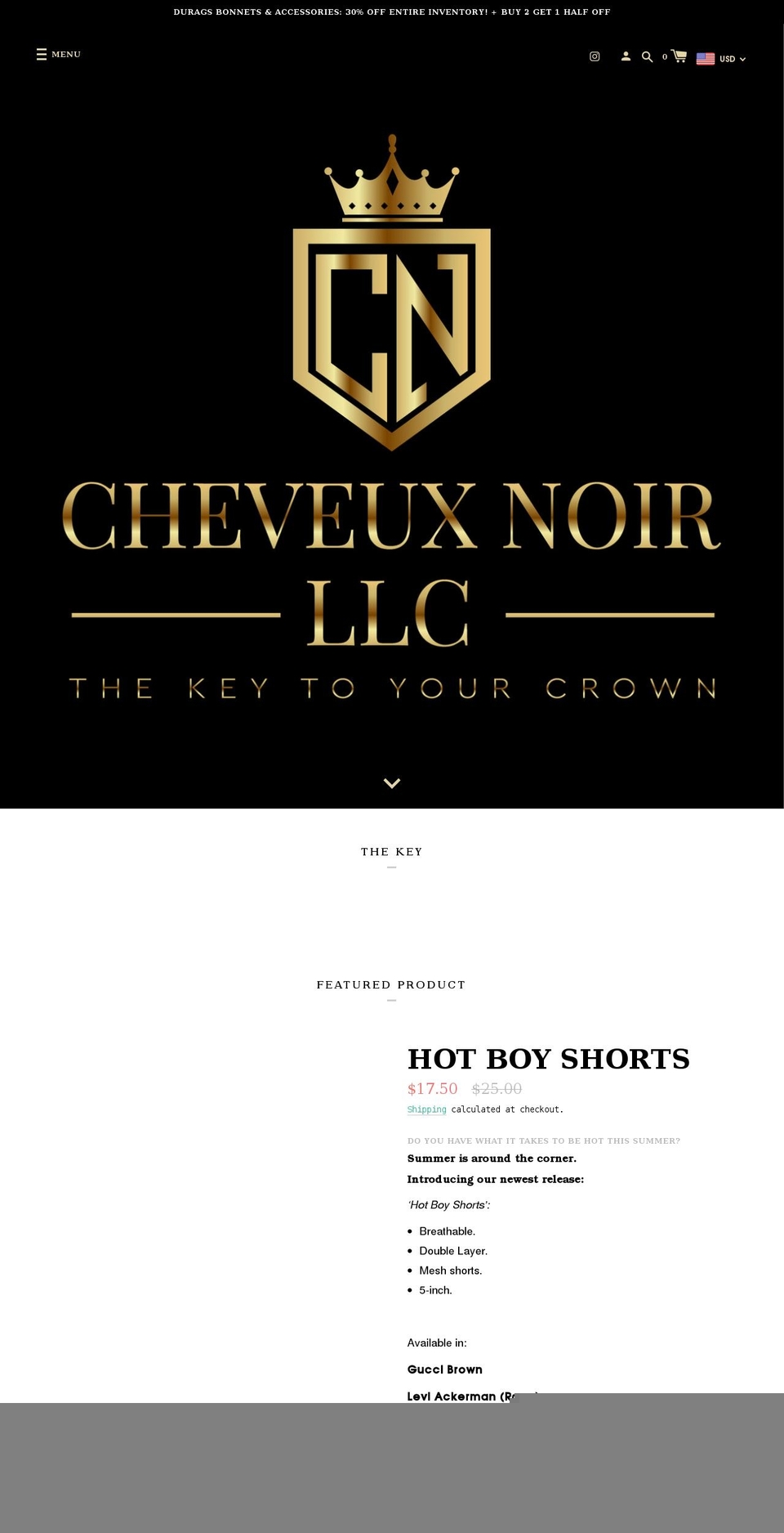 thecheveuxnoir.com shopify website screenshot