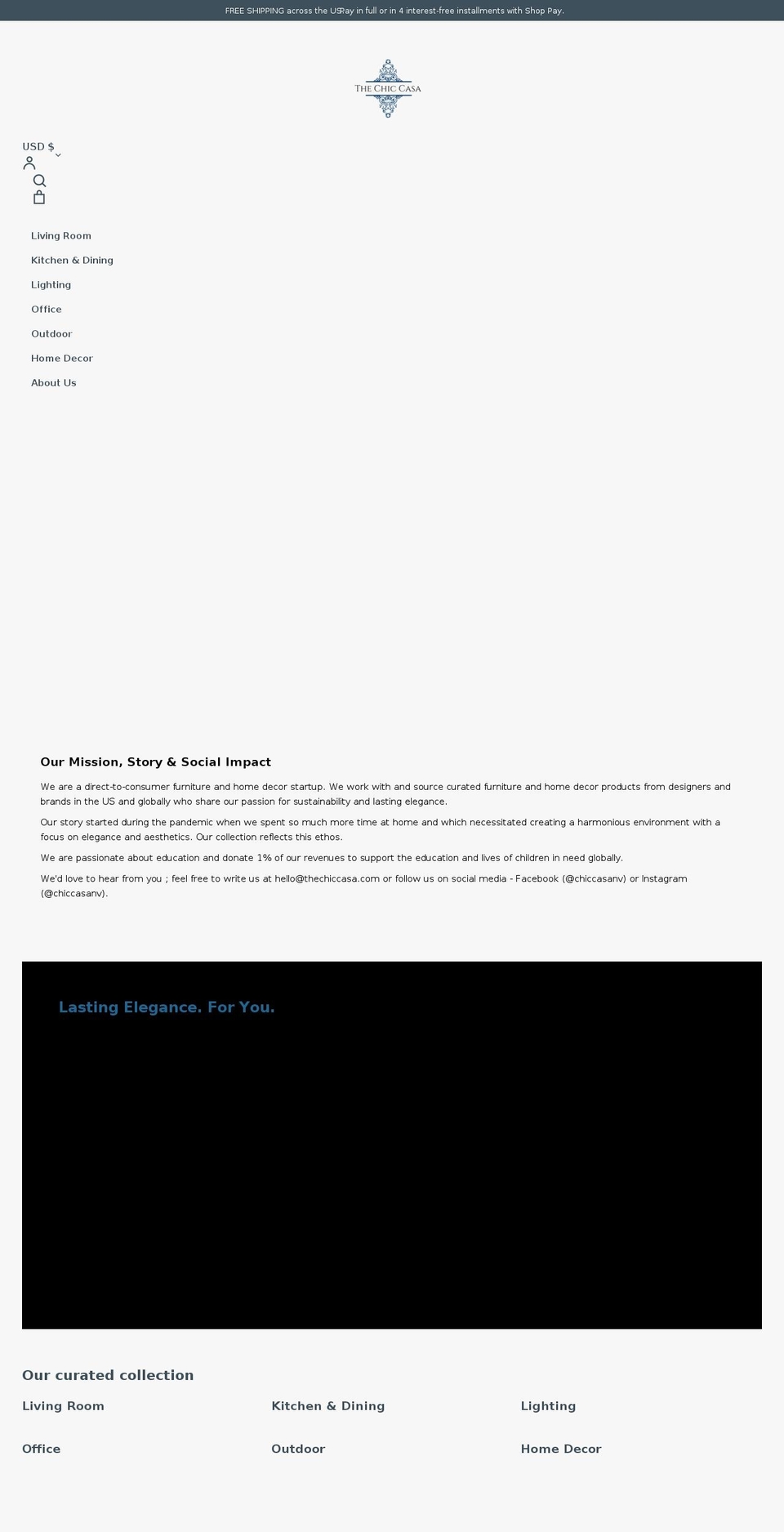 thechiccasa.com — Shopify storefront screenshot