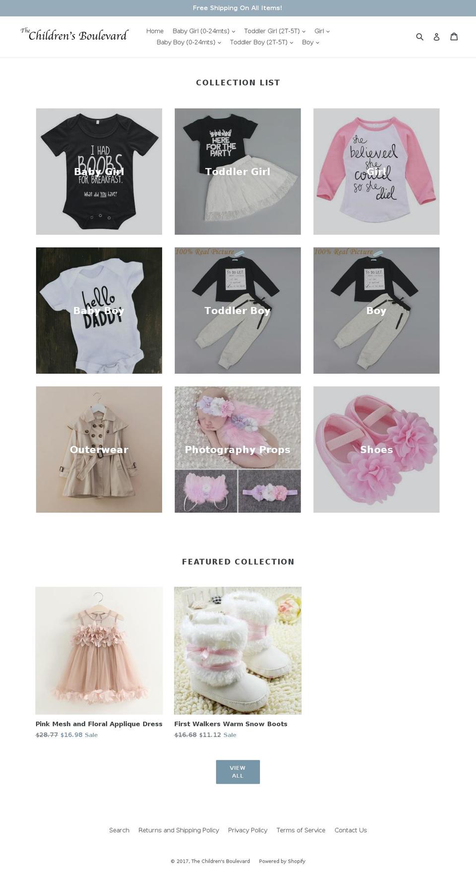 thechildrensboulevard.com shopify website screenshot