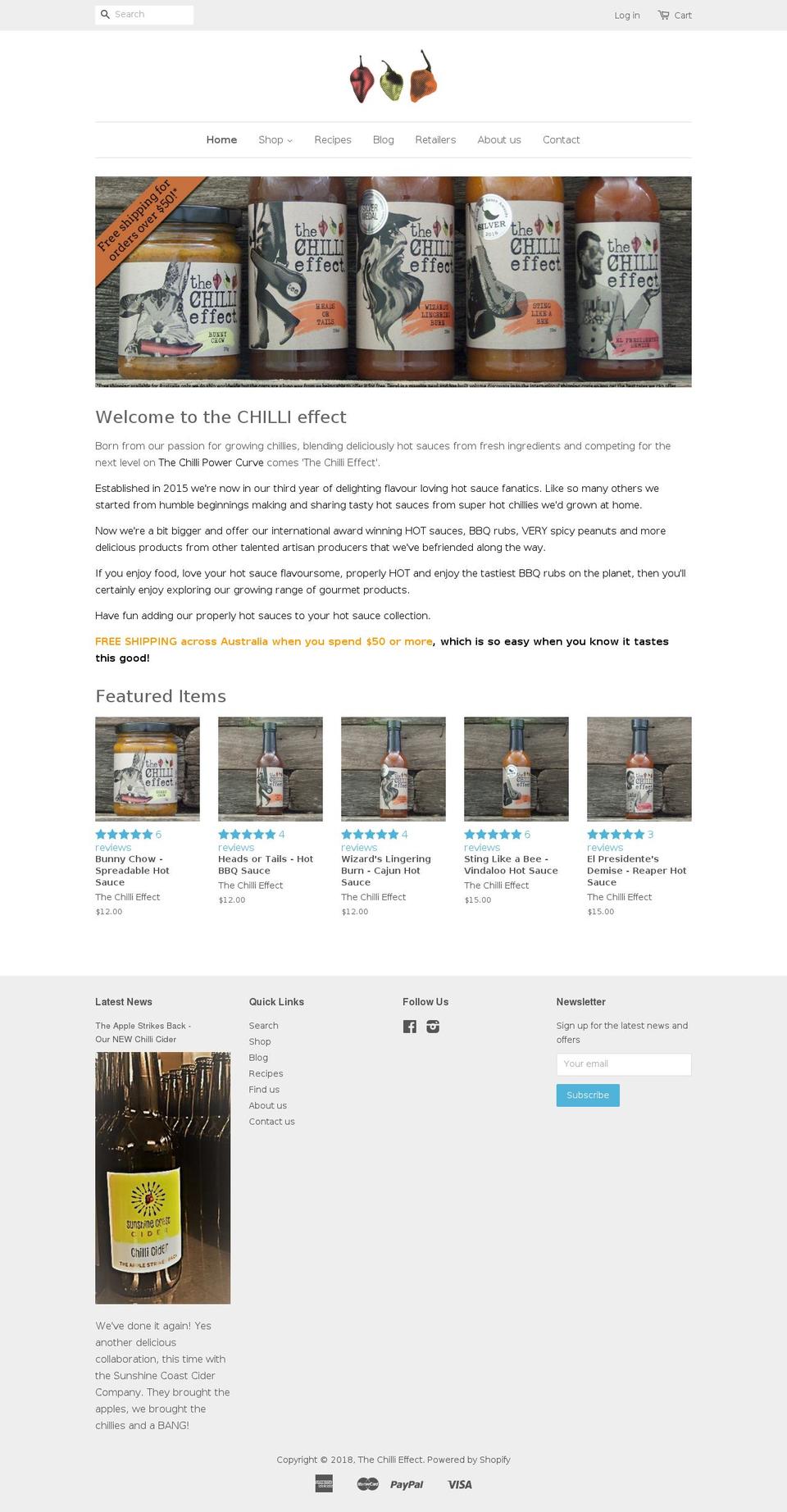 thechilieffect.com shopify website screenshot