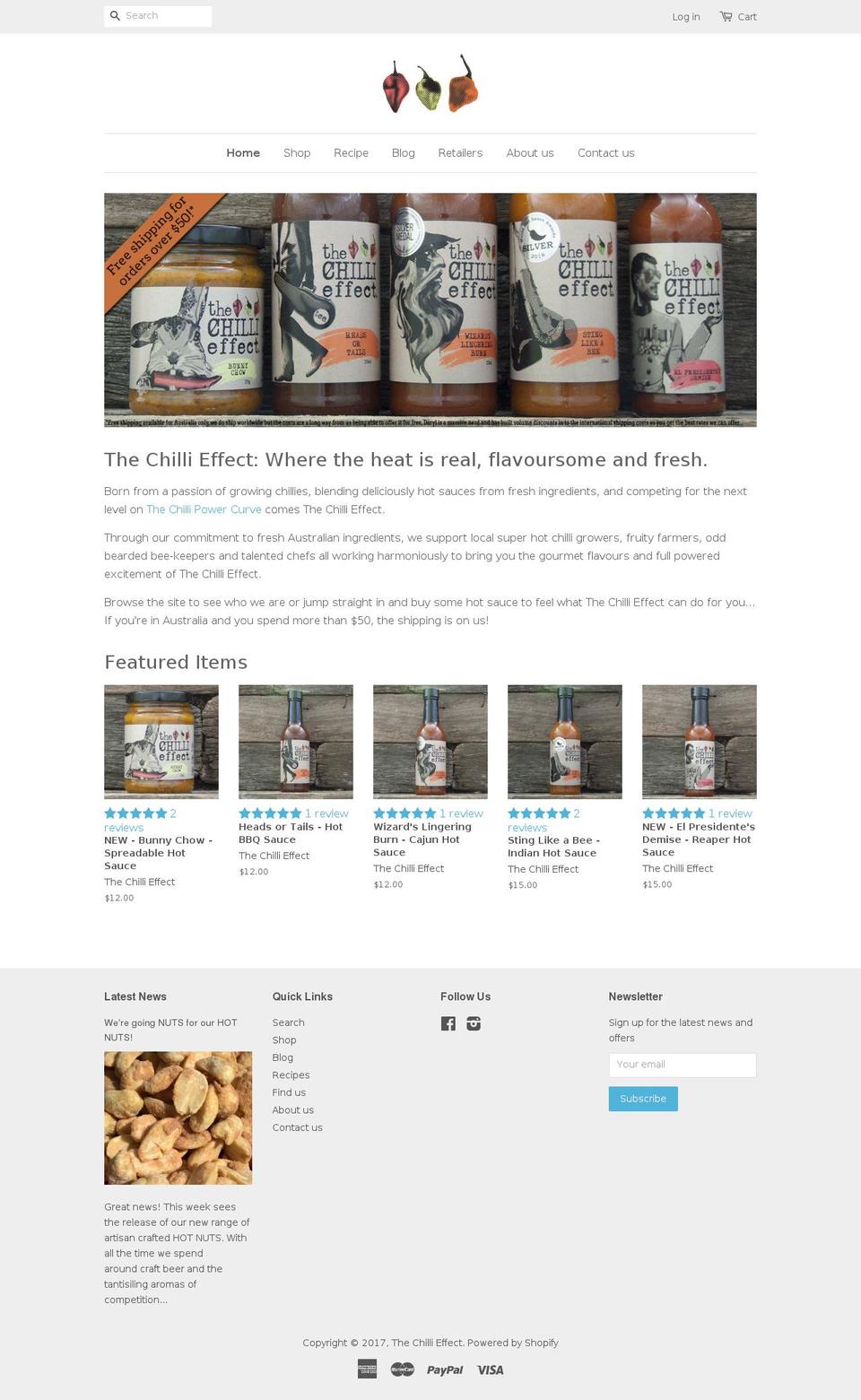 thechillieffect.com shopify website screenshot