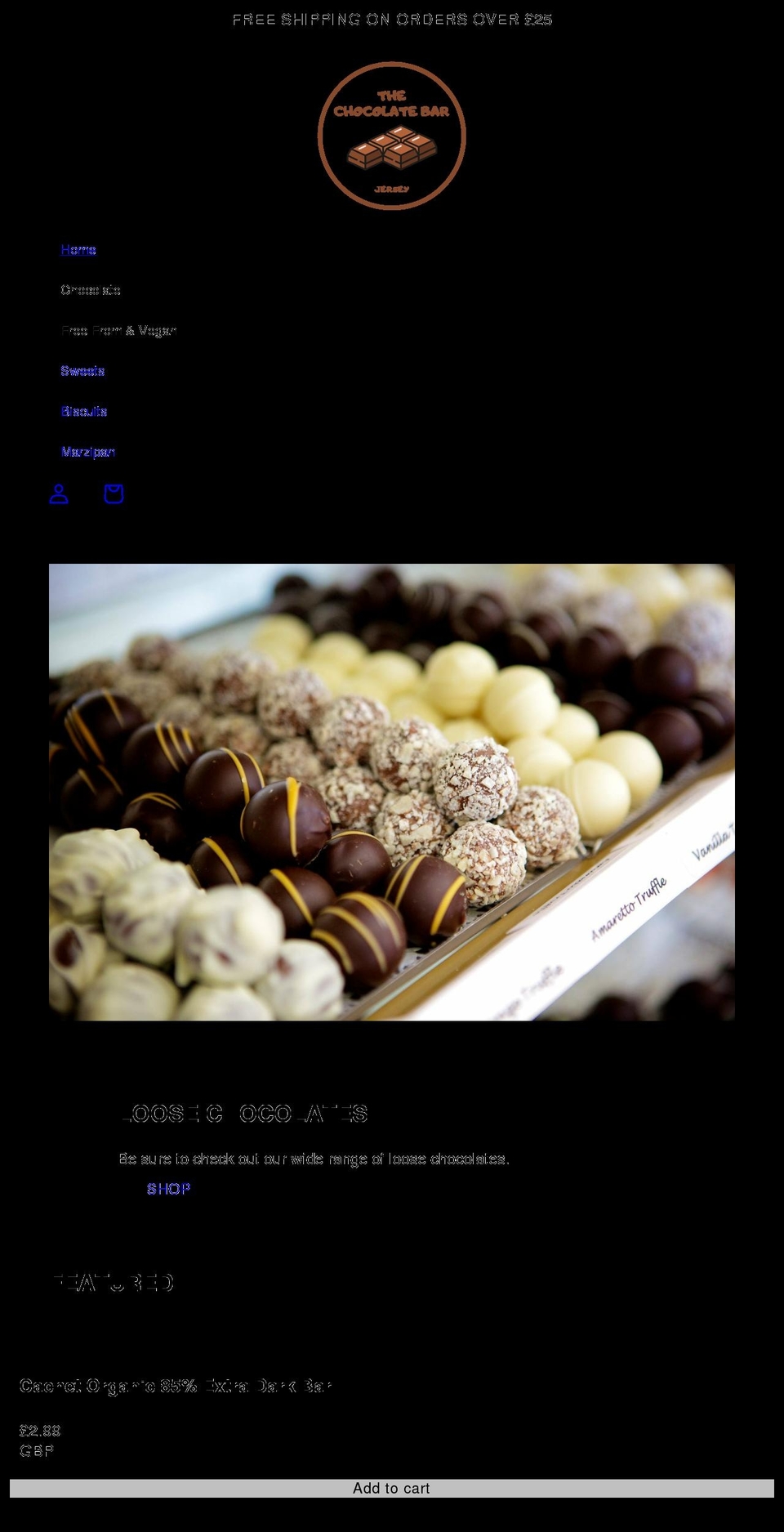 thechocolatebar.je shopify website screenshot