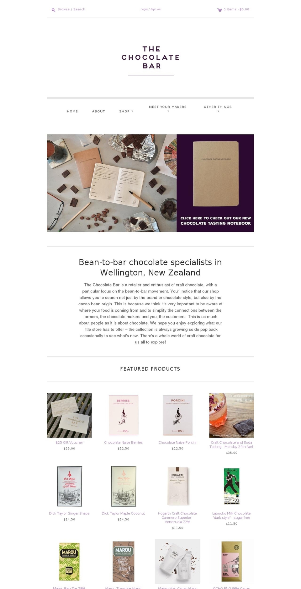 Editions Shopify theme site example thechocolatebar.nz
