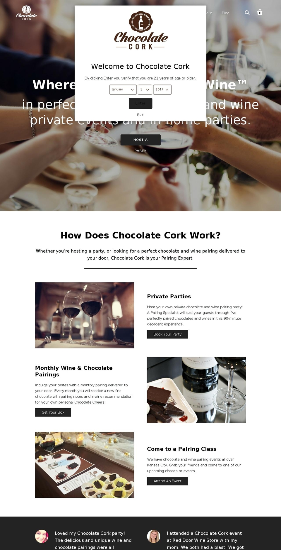 thechocolatecork.com shopify website screenshot