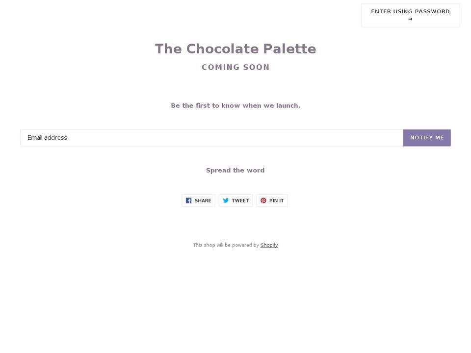 thechocolatepalette.com shopify website screenshot