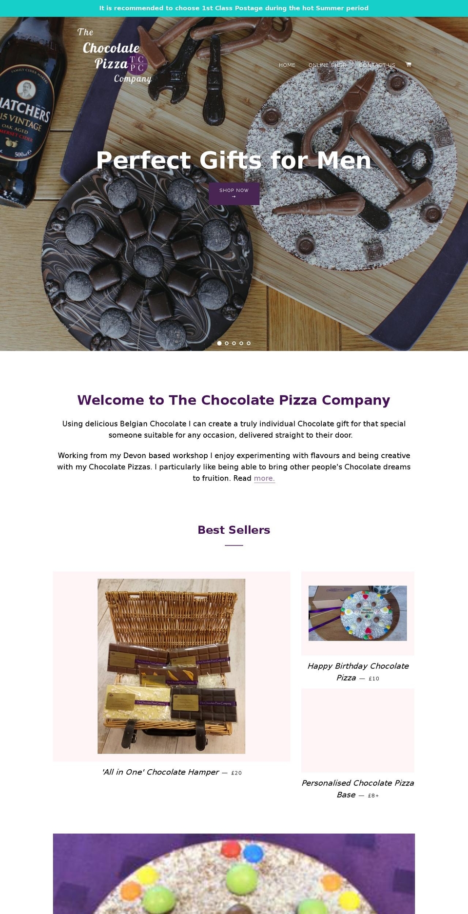 thechocolatepizzacompany.co.uk shopify website screenshot