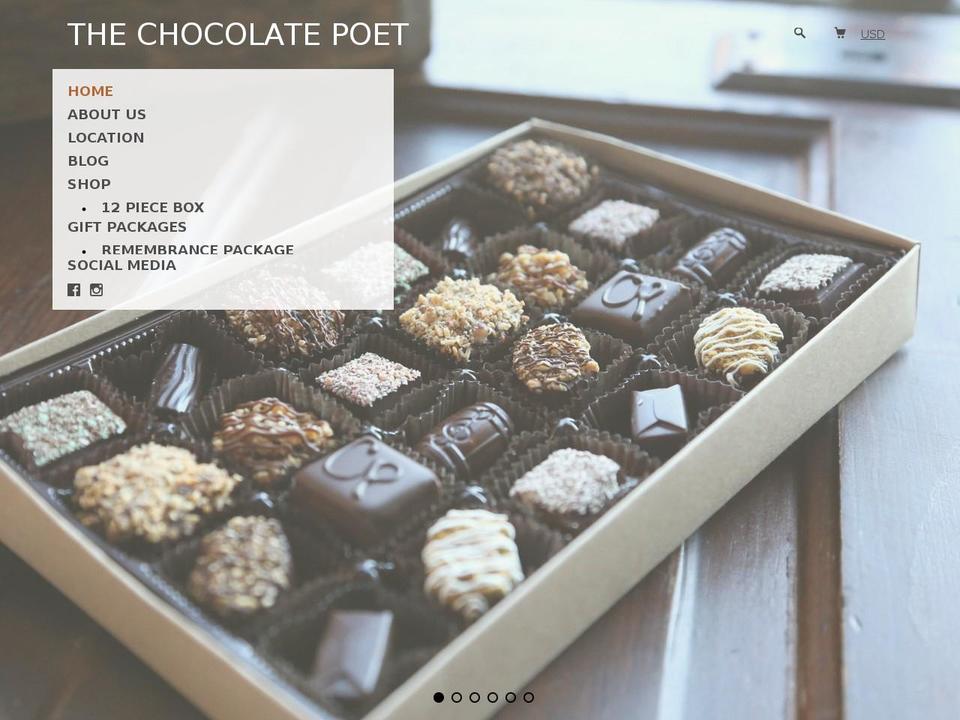 thechocolatepoet.com shopify website screenshot