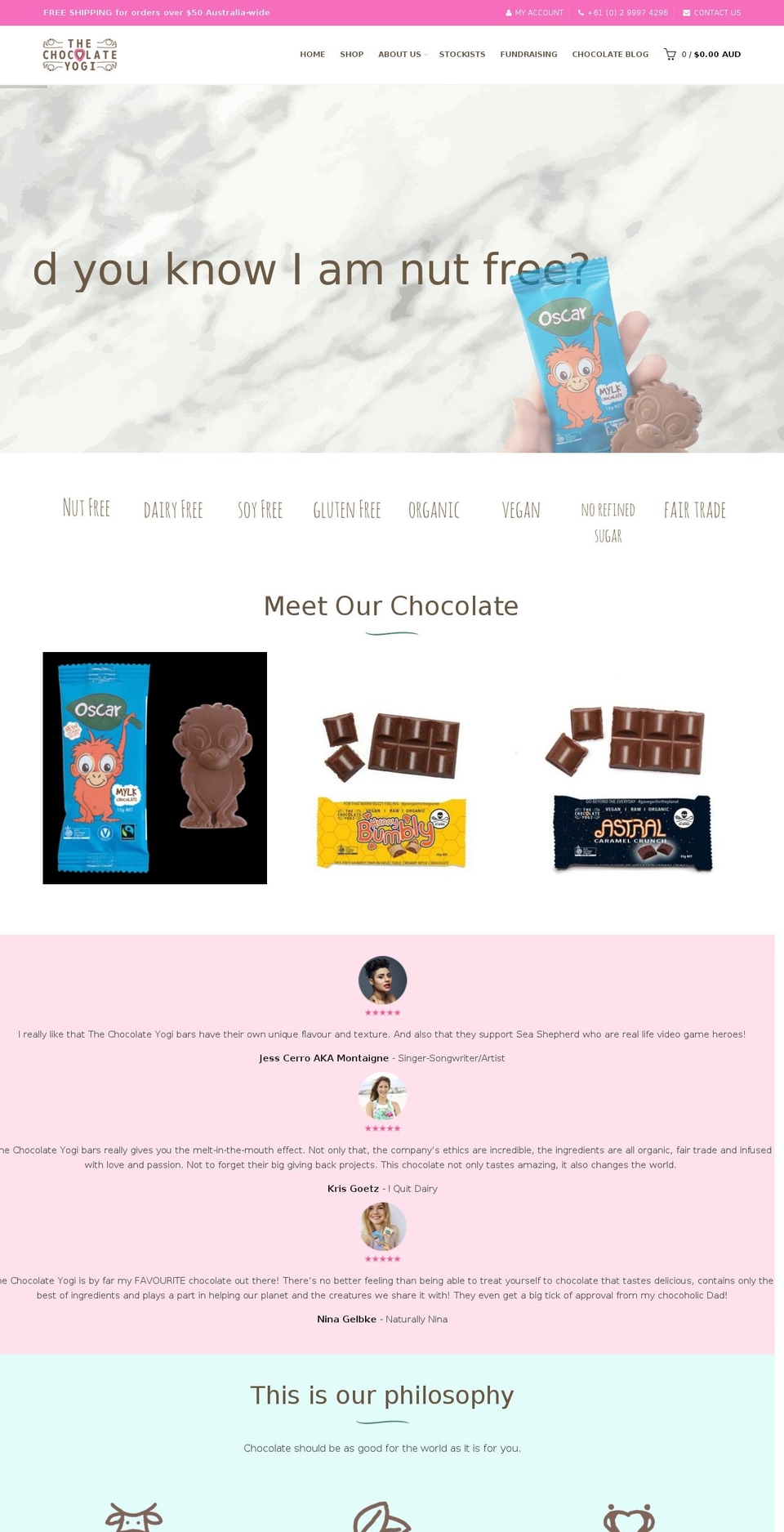 basel Shopify theme site example thechocolateyogi.com.au
