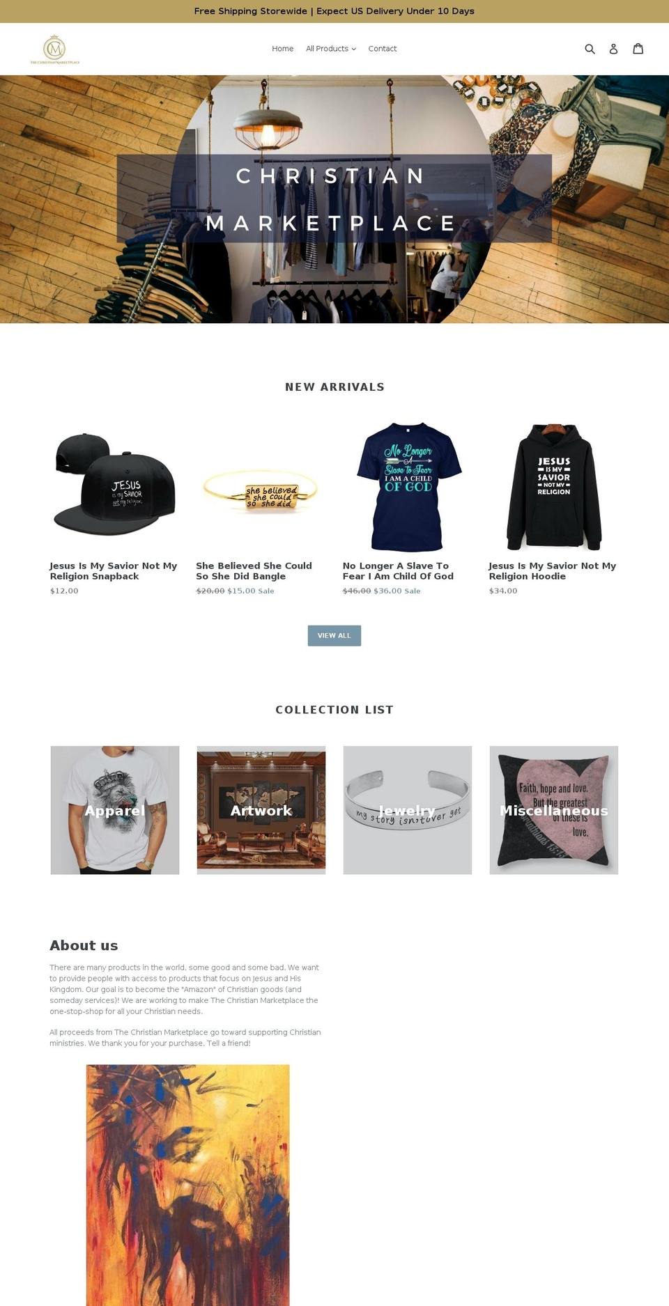 thechristianmarketplace.org shopify website screenshot