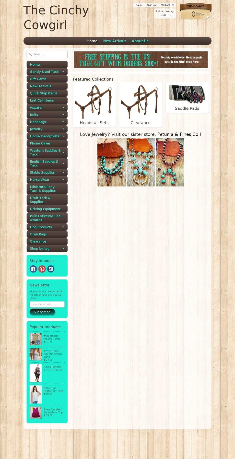 thecinchycowgirl.com shopify website screenshot