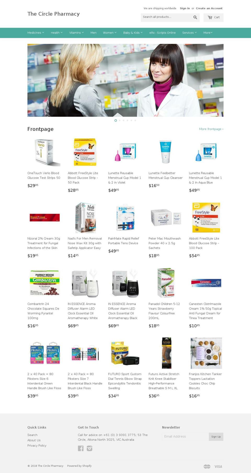 thecirclepharmacy.com.au shopify website screenshot