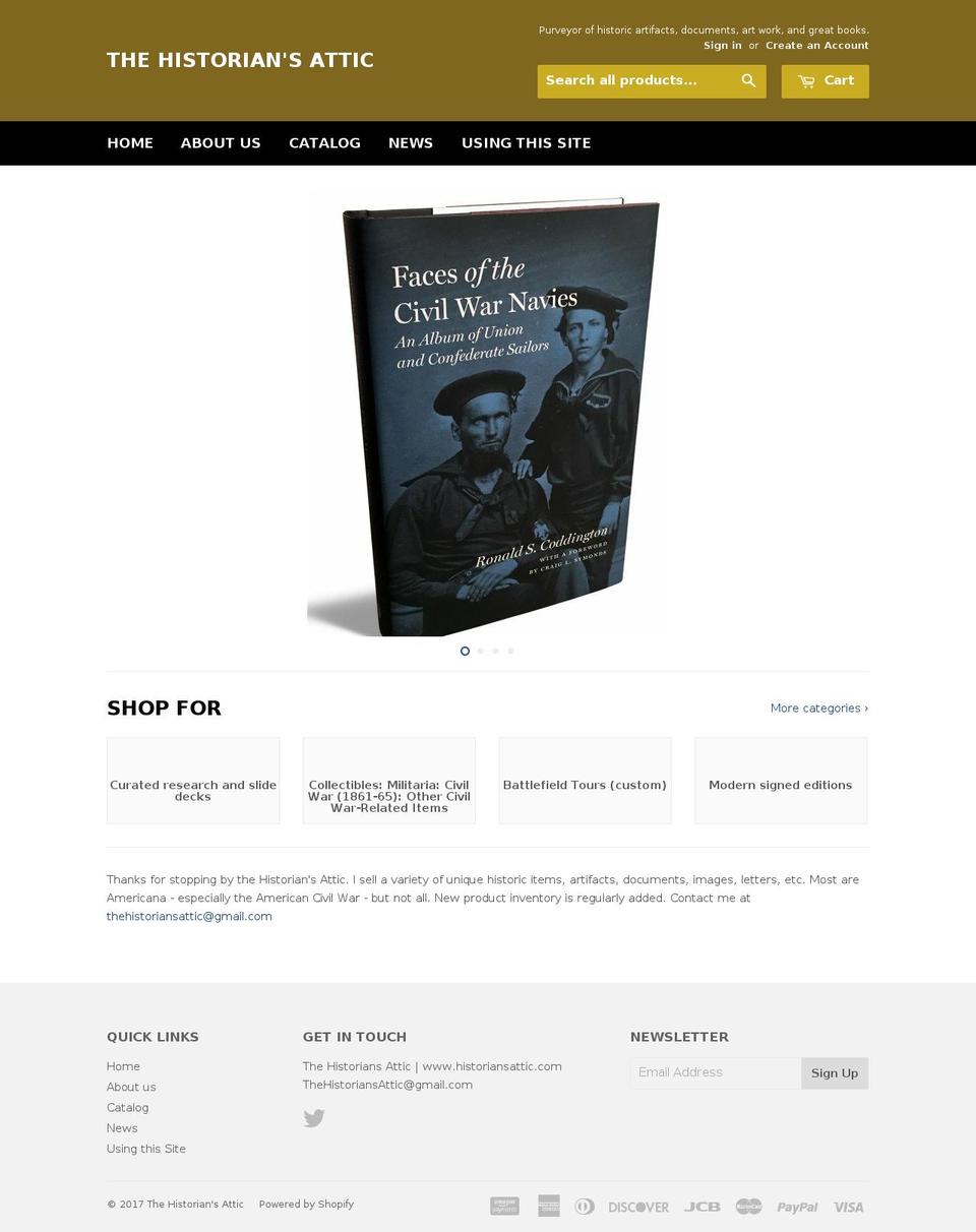 thecivilwarshoppe.com shopify website screenshot