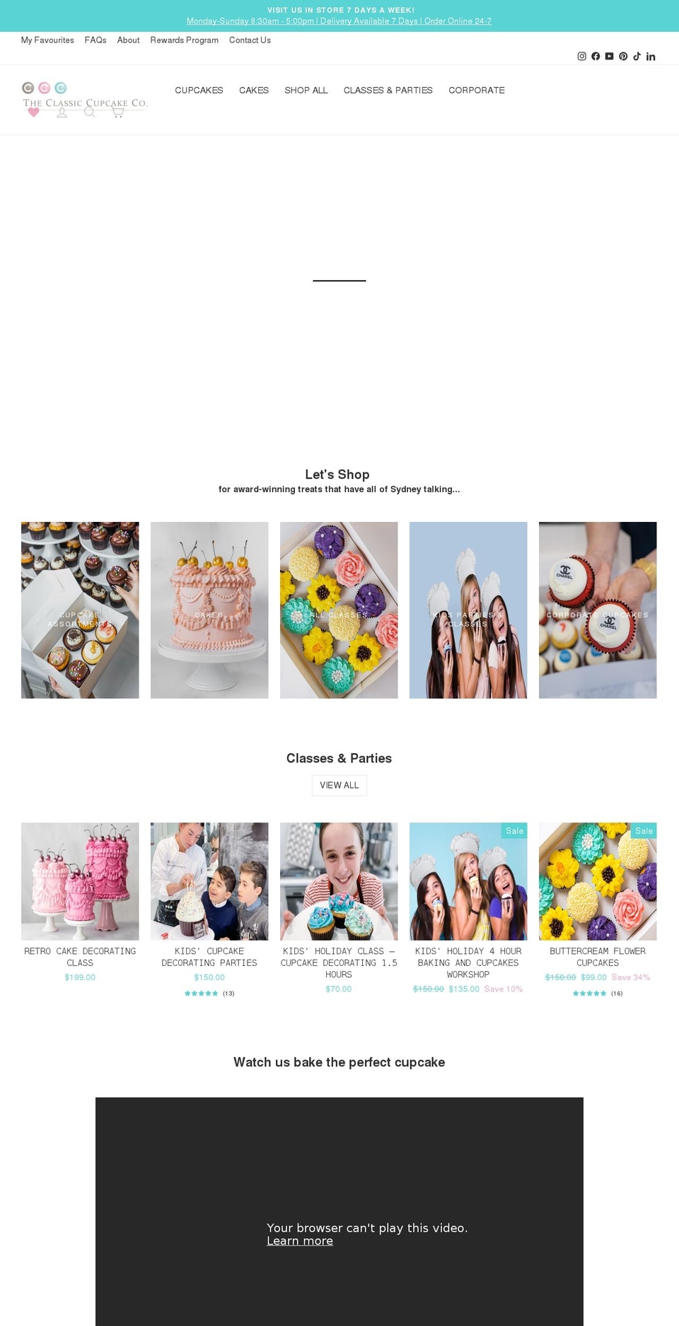 theclassiccupcakeco.com shopify website screenshot