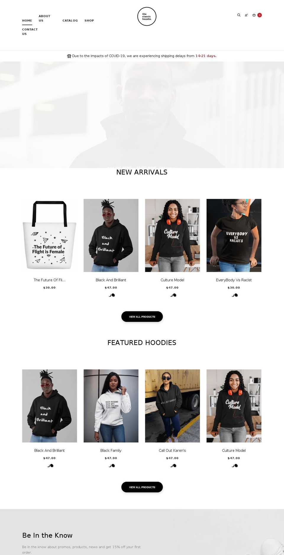 theclassichoodie.com shopify website screenshot