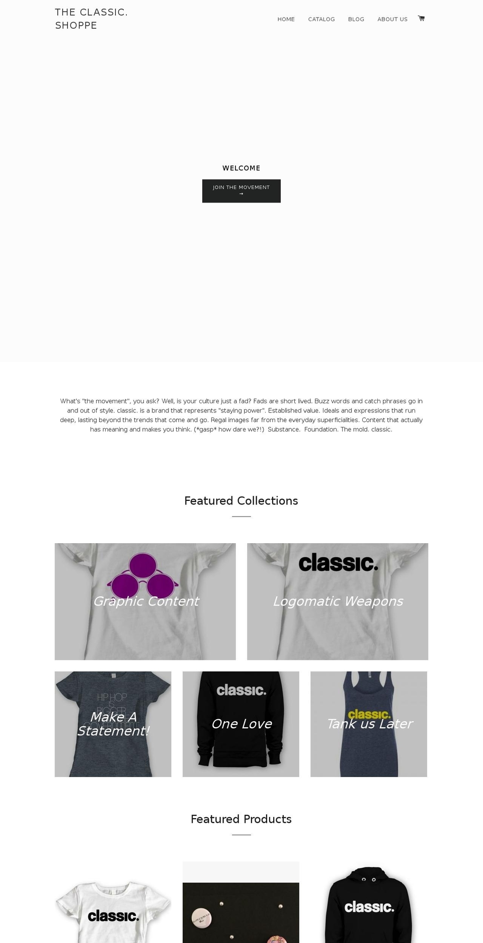 theclassicshoppe.com shopify website screenshot