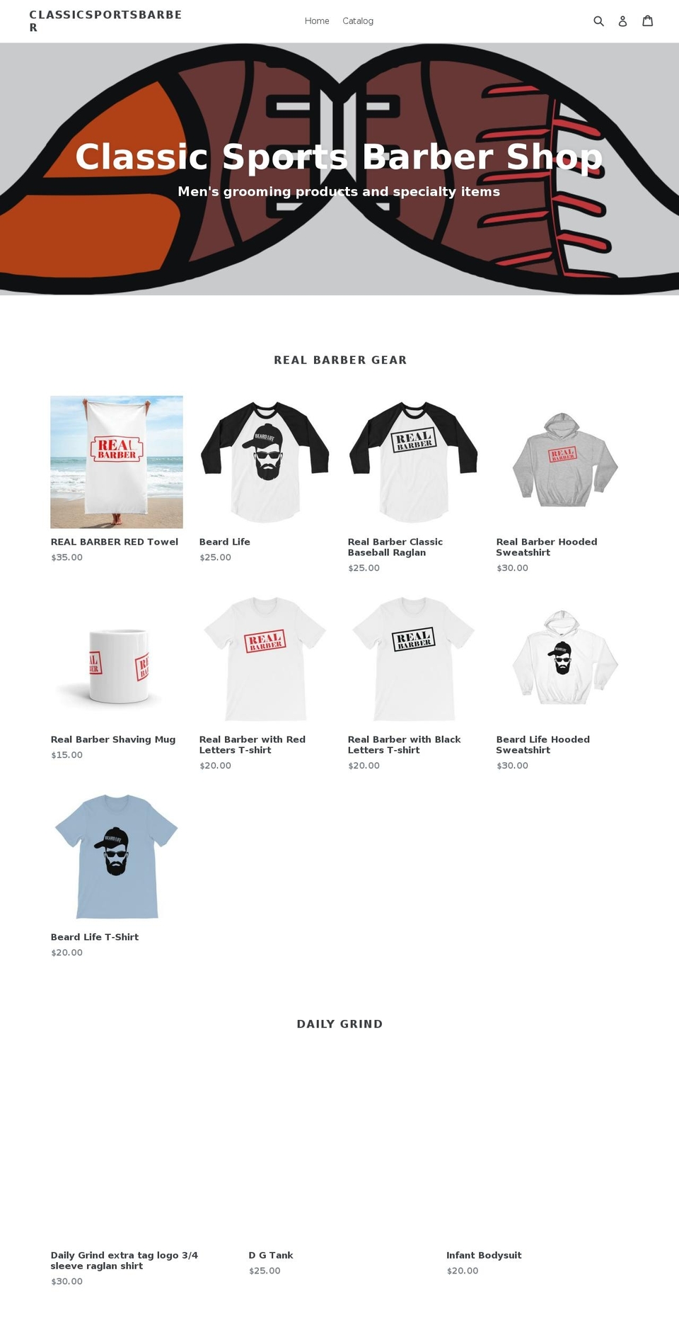 theclassicsportsbarbershop.com shopify website screenshot
