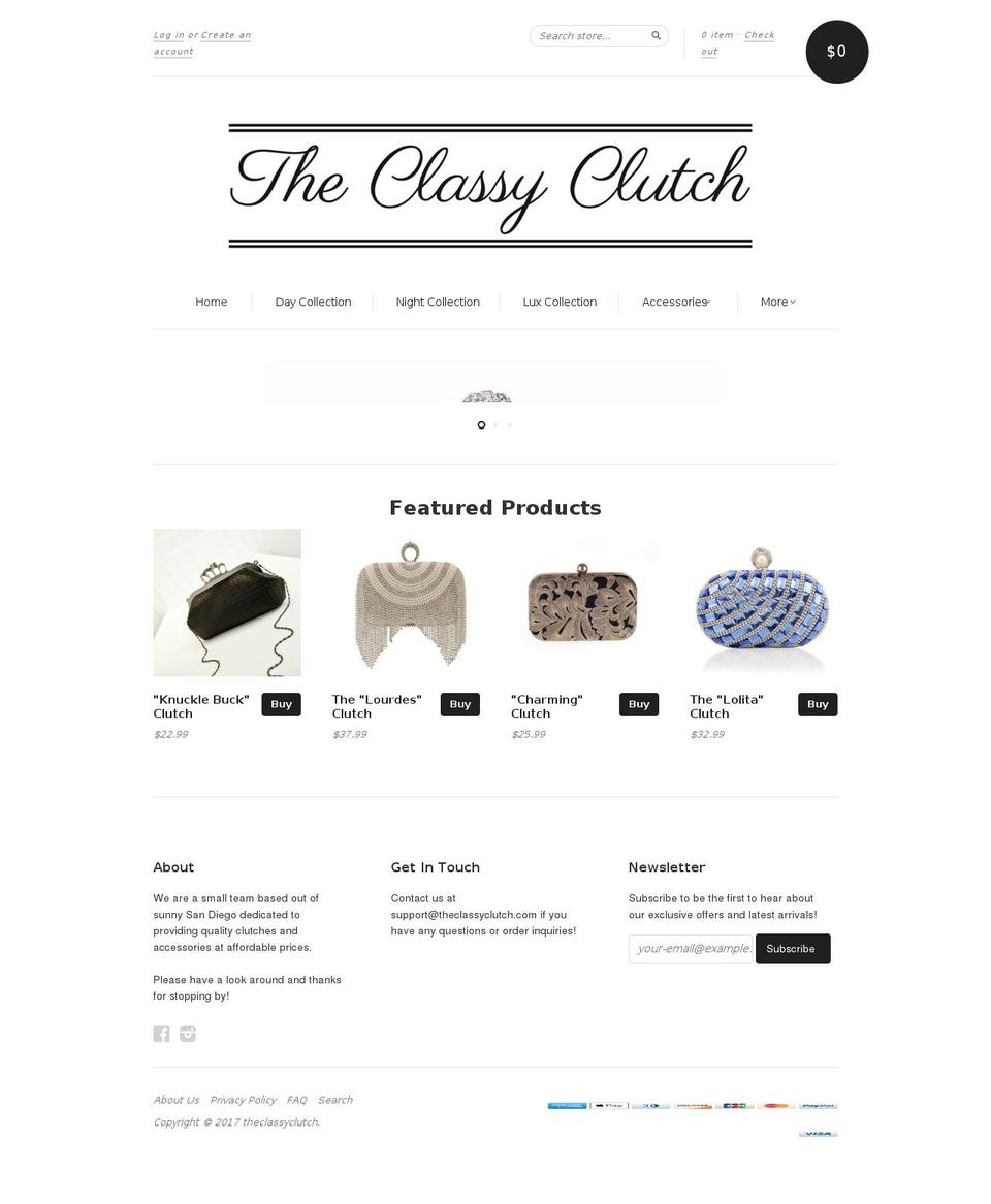theclassyclutch.com shopify website screenshot