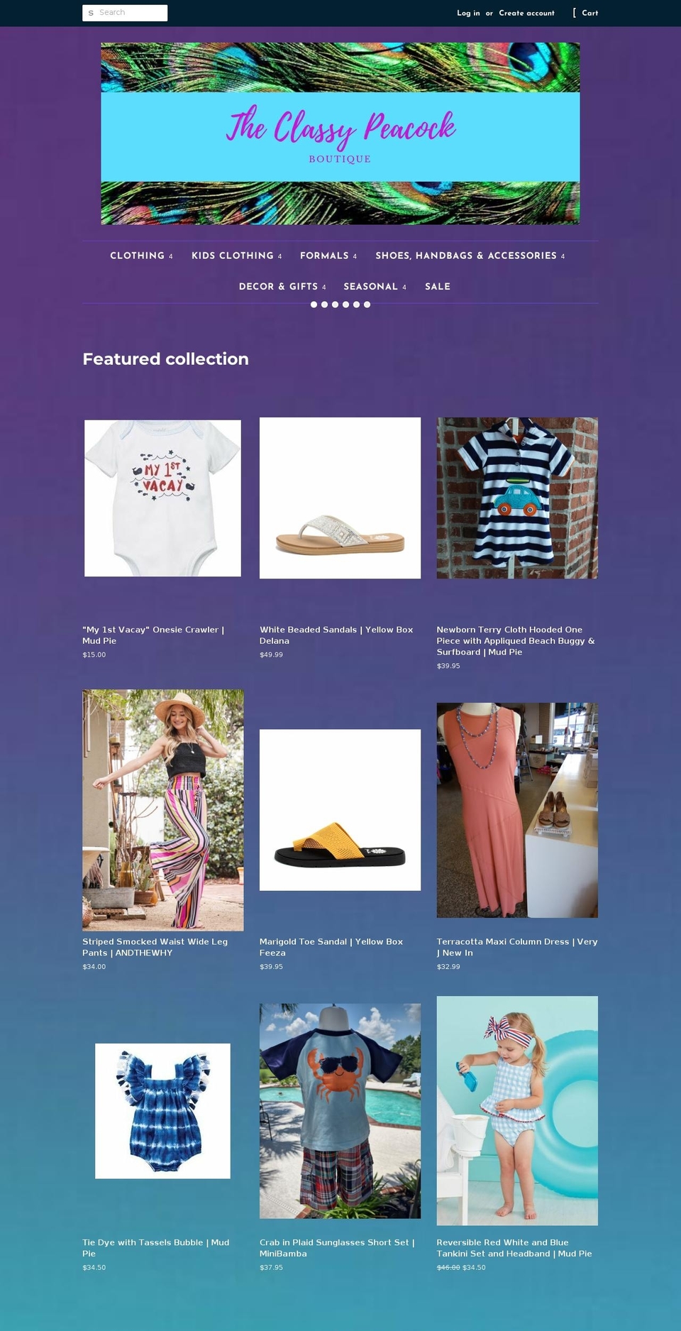 theclassypeacock.com shopify website screenshot
