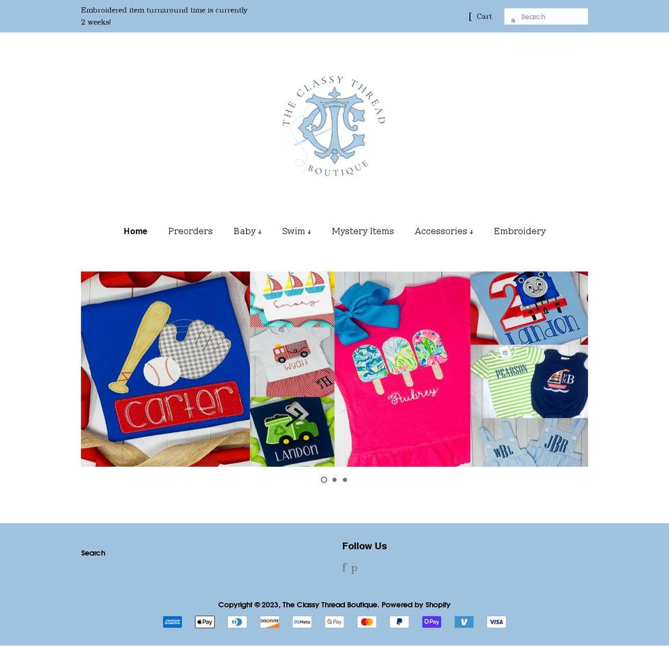 theclassythreadboutique.com shopify website screenshot