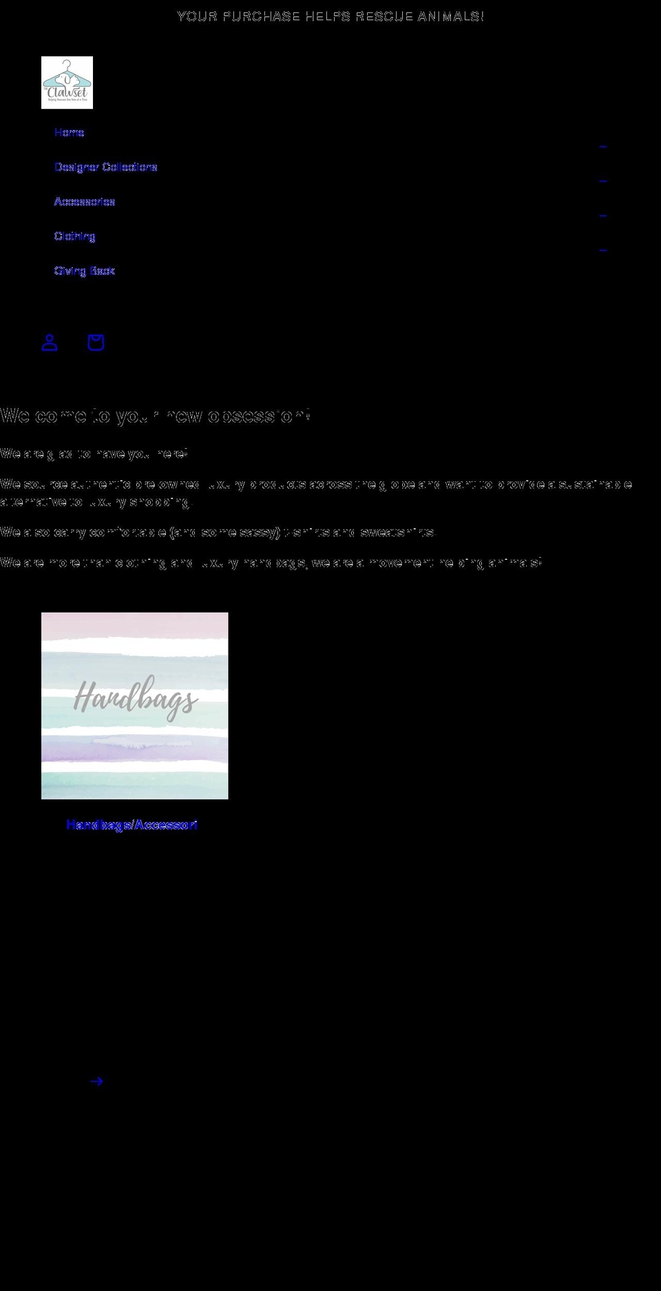 theclawset.org shopify website screenshot