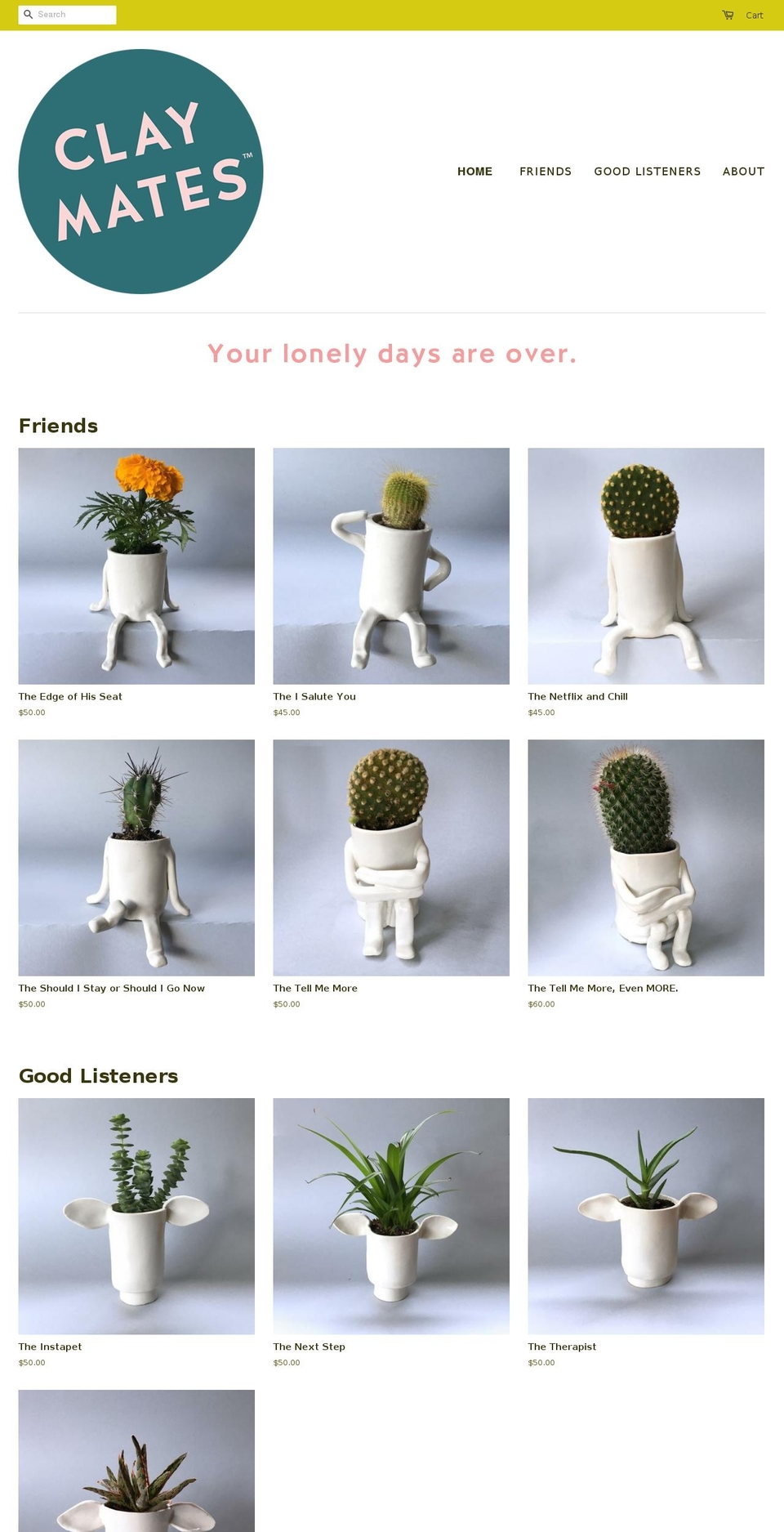 theclaymates.com — Shopify storefront screenshot