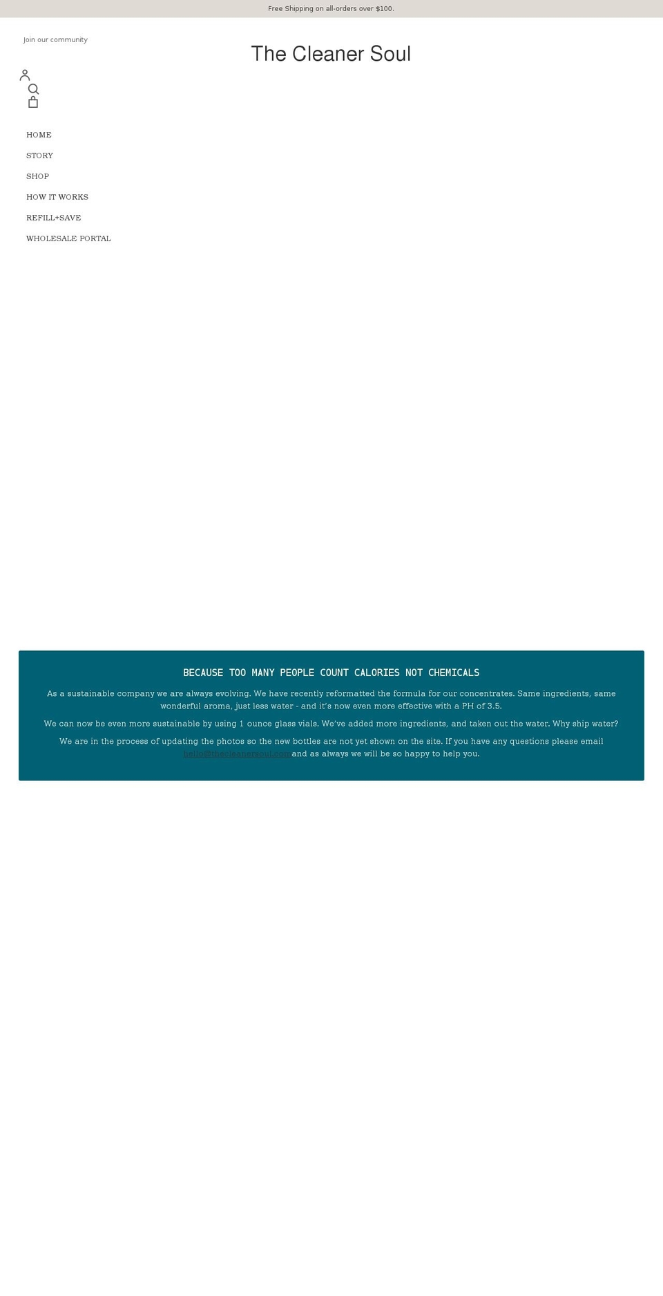 thecleanersoul.com shopify website screenshot