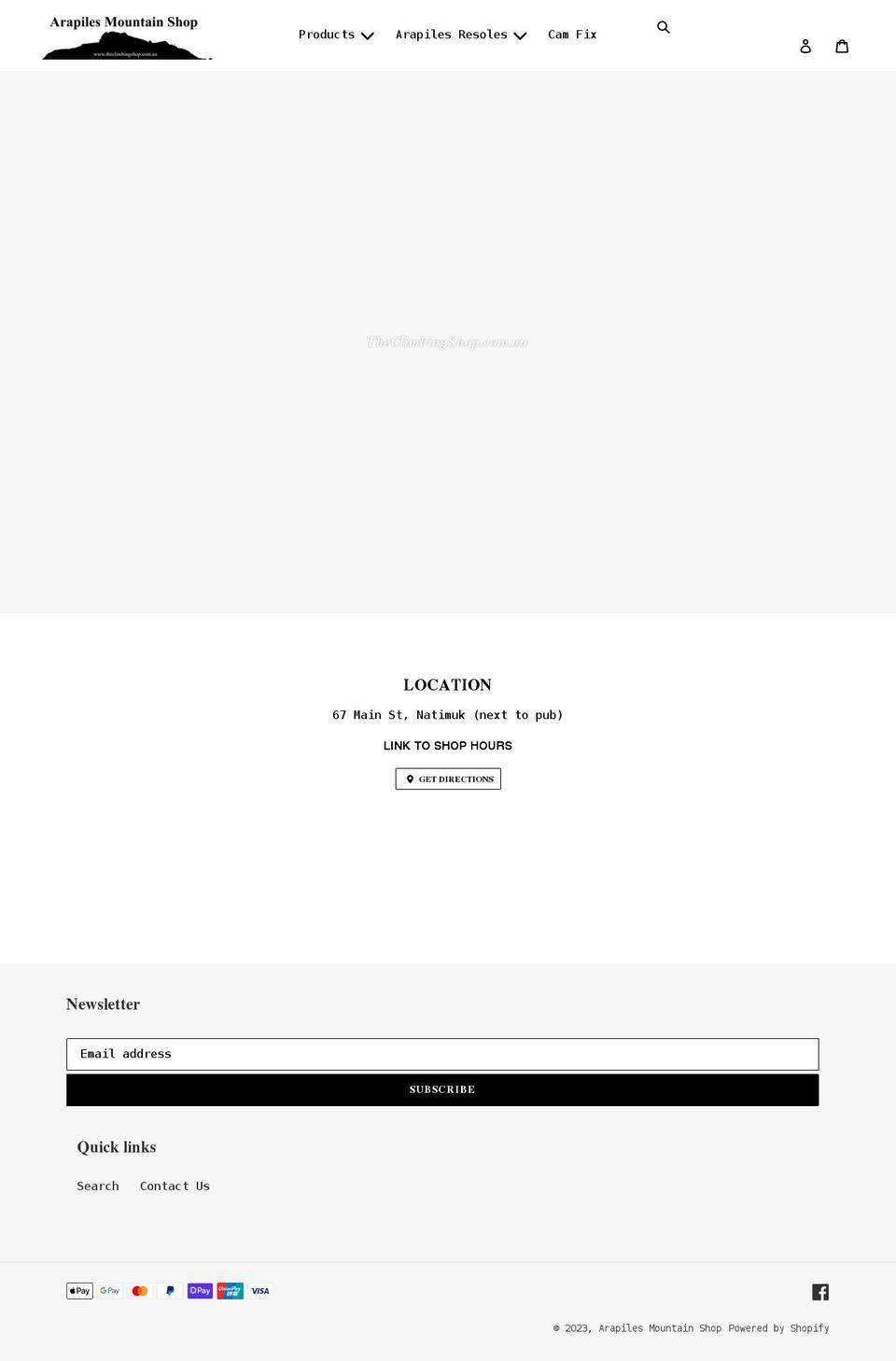 theclimbingshop.com.au shopify website screenshot