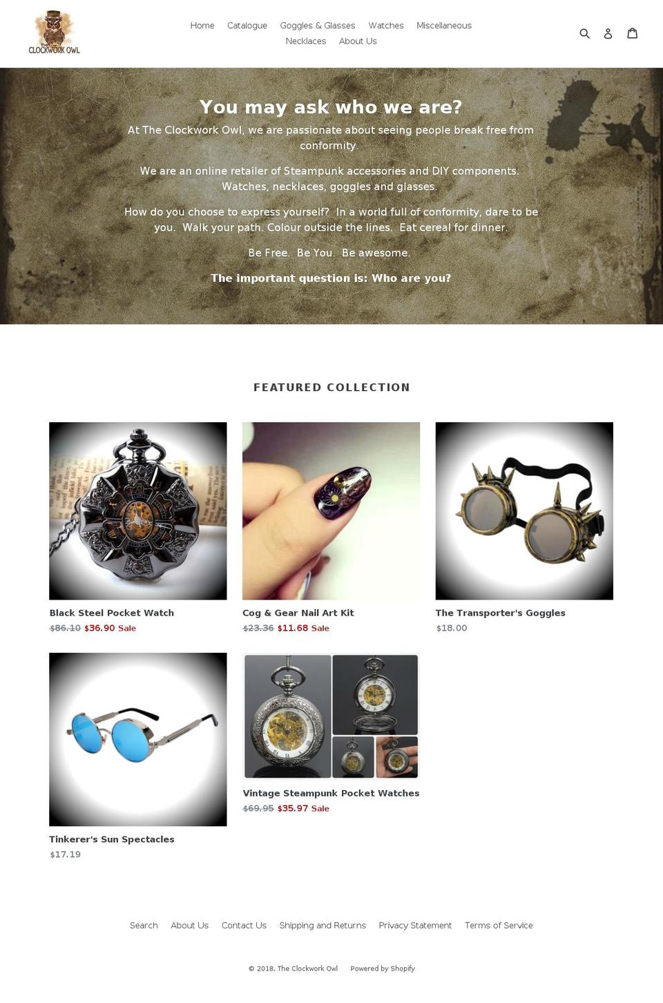 theclockworkowl.com — Shopify storefront screenshot