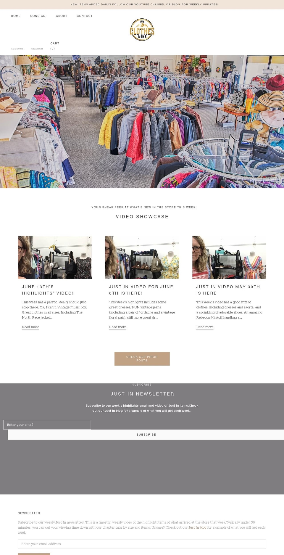 theclothesmine.org shopify website screenshot