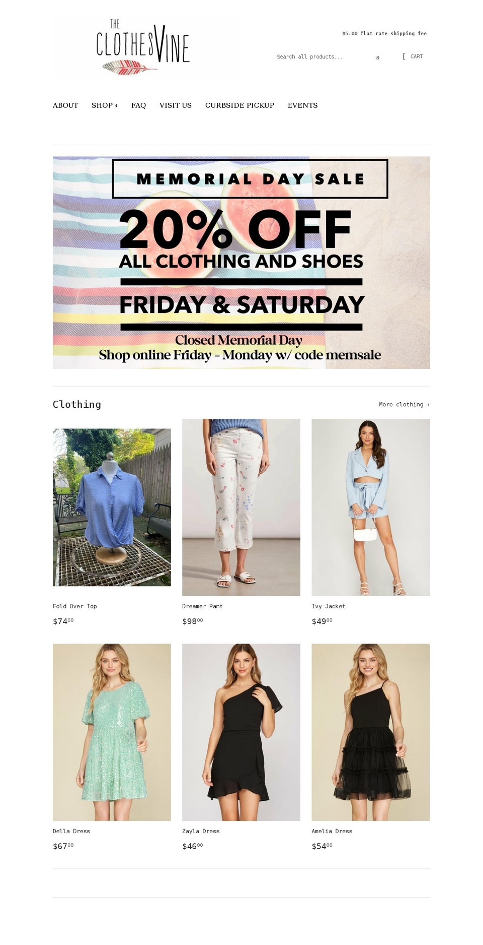 theclothesvine.com shopify website screenshot