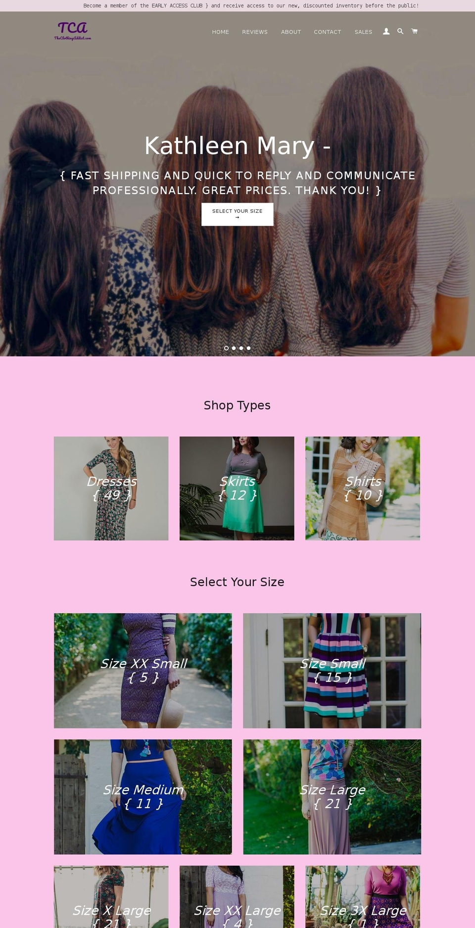 theclothingaddict.com shopify website screenshot