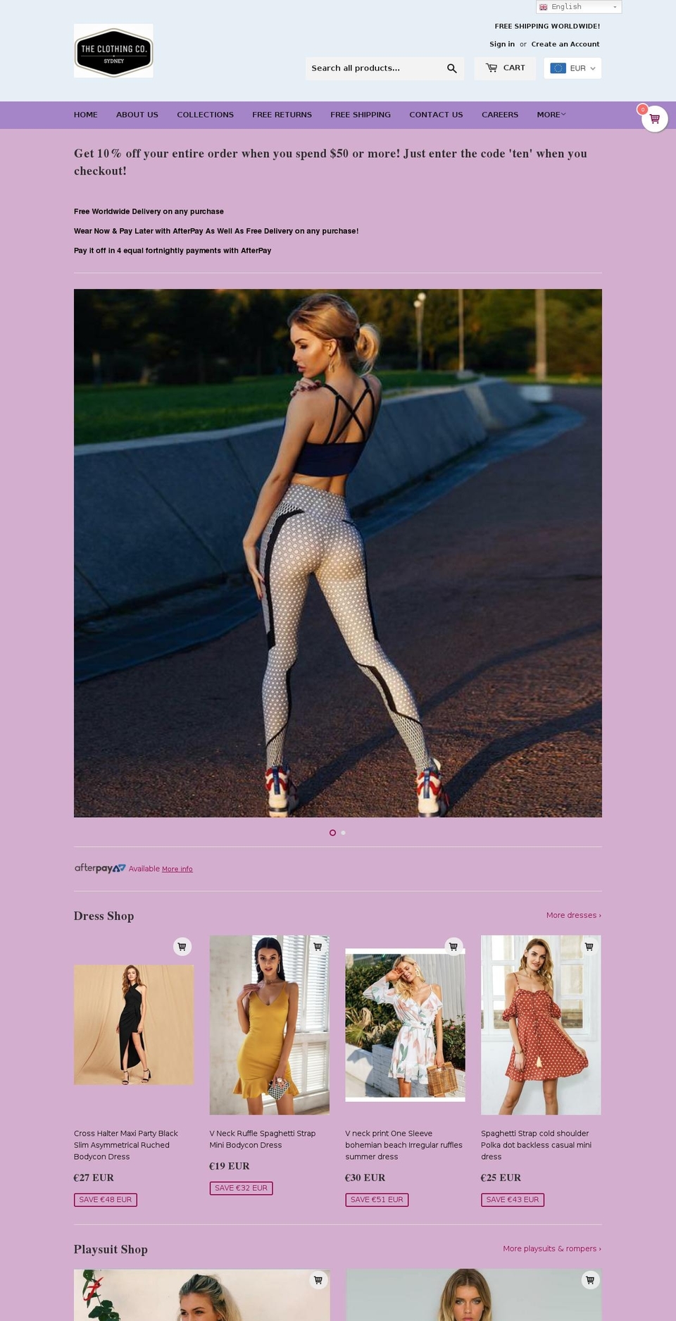theclothingcompanysydney.com — Shopify storefront screenshot