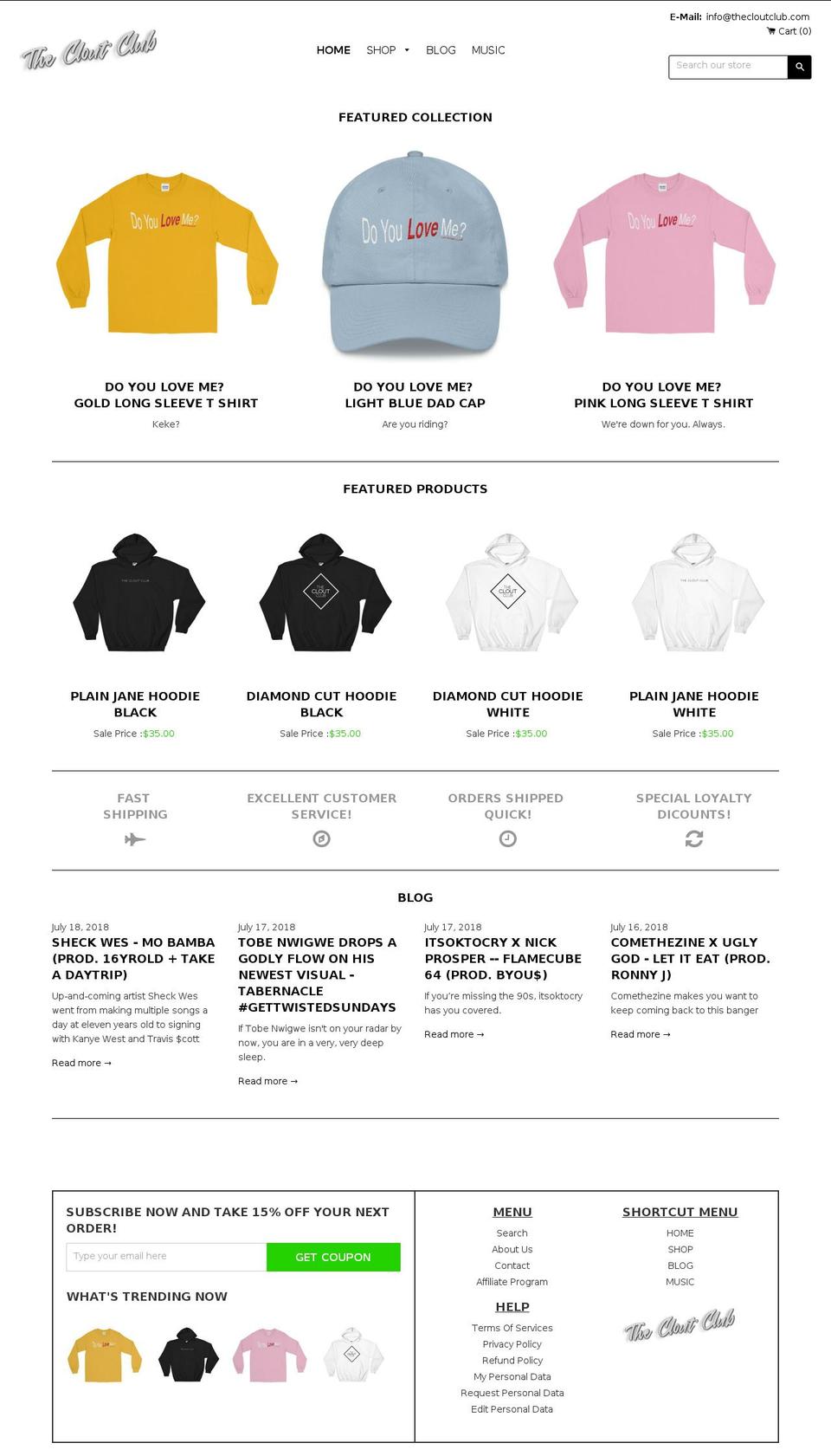 thecloutclub.com — Shopify storefront screenshot