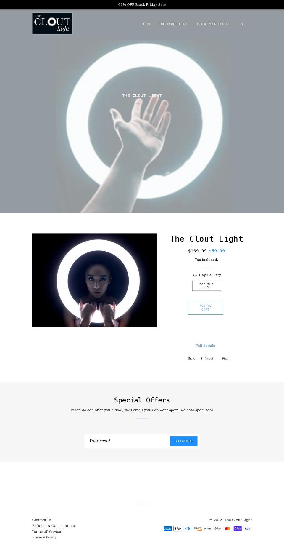 thecloutlight.com shopify website screenshot