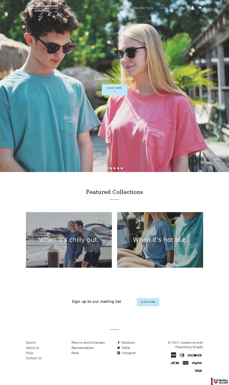 thecoastalcurrents.com shopify website screenshot