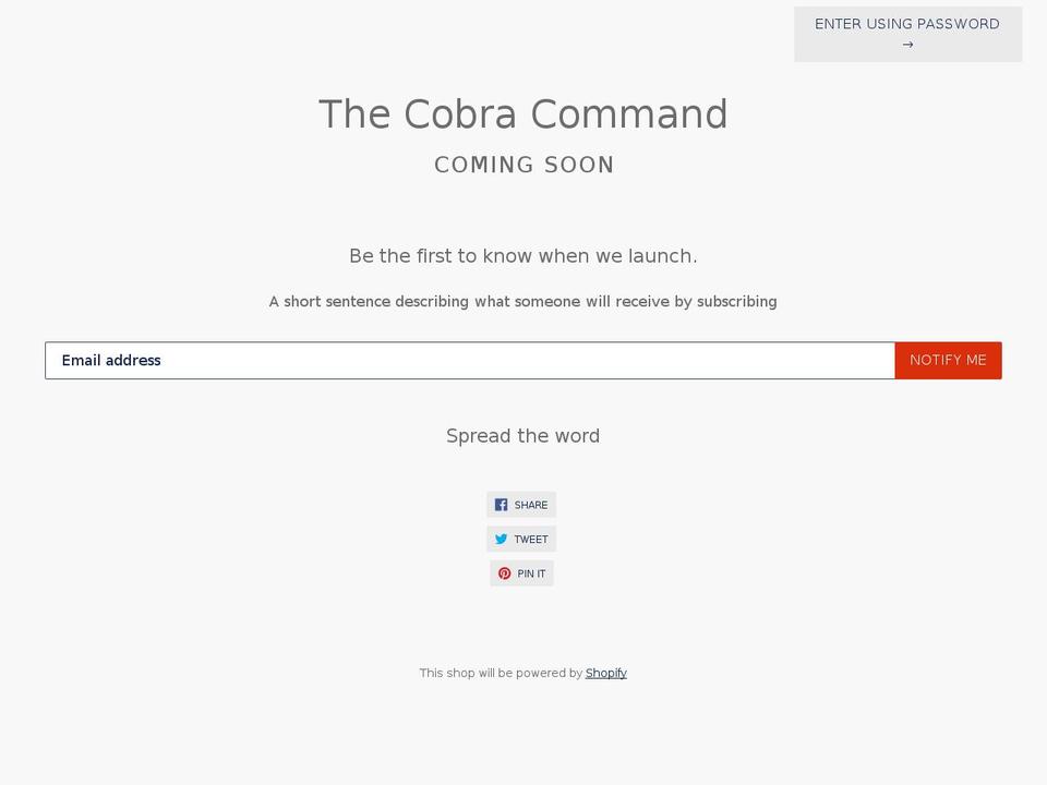 thecobracommand.com — Shopify storefront screenshot