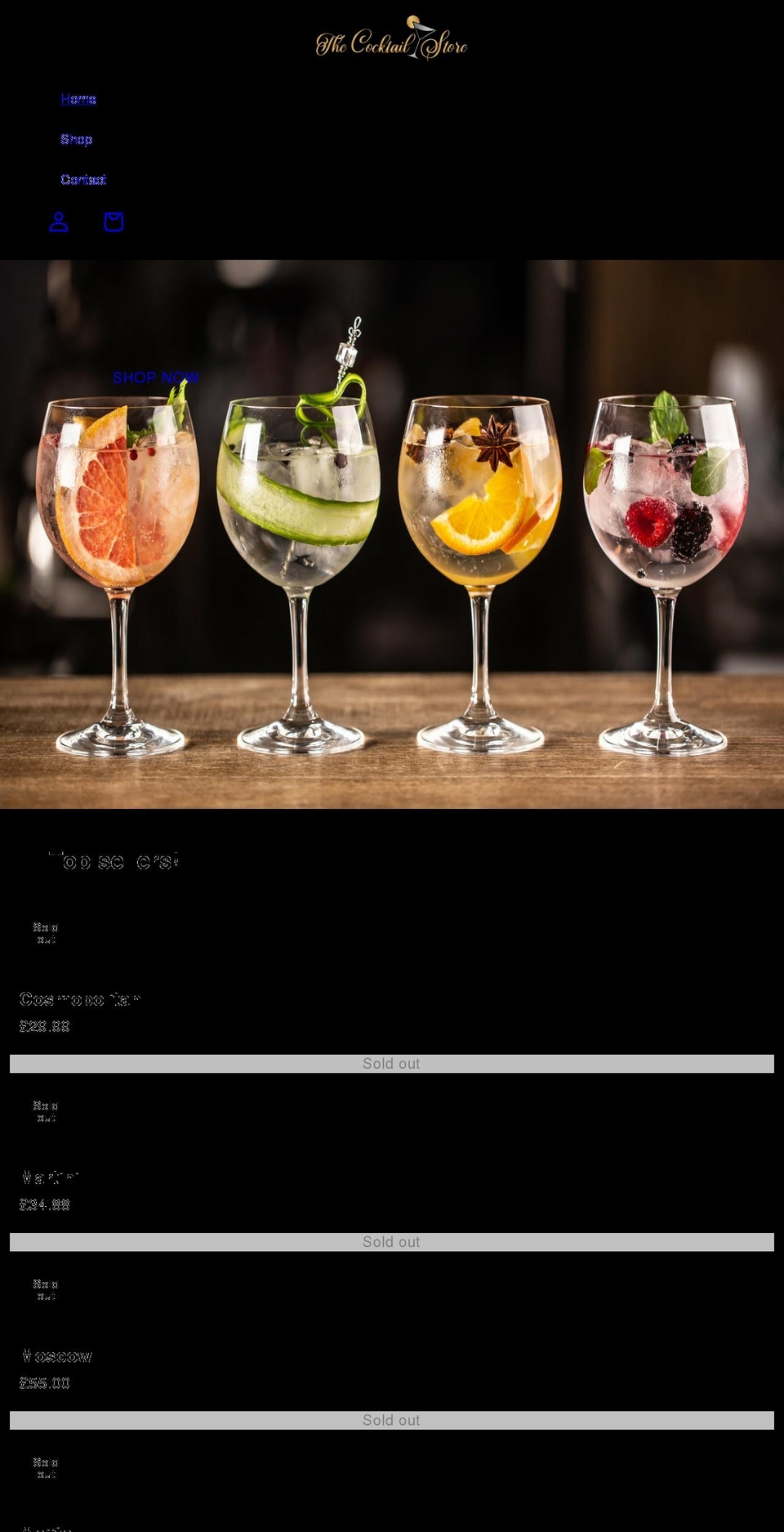 thecocktailstore.com shopify website screenshot