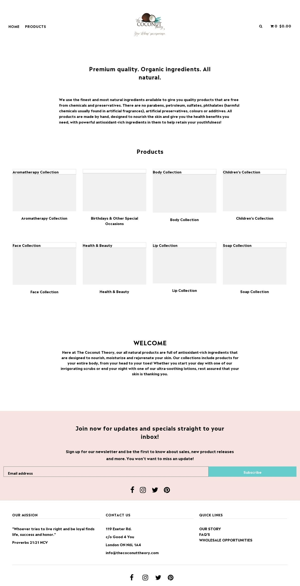 thecoconuttheory.com — Shopify storefront screenshot