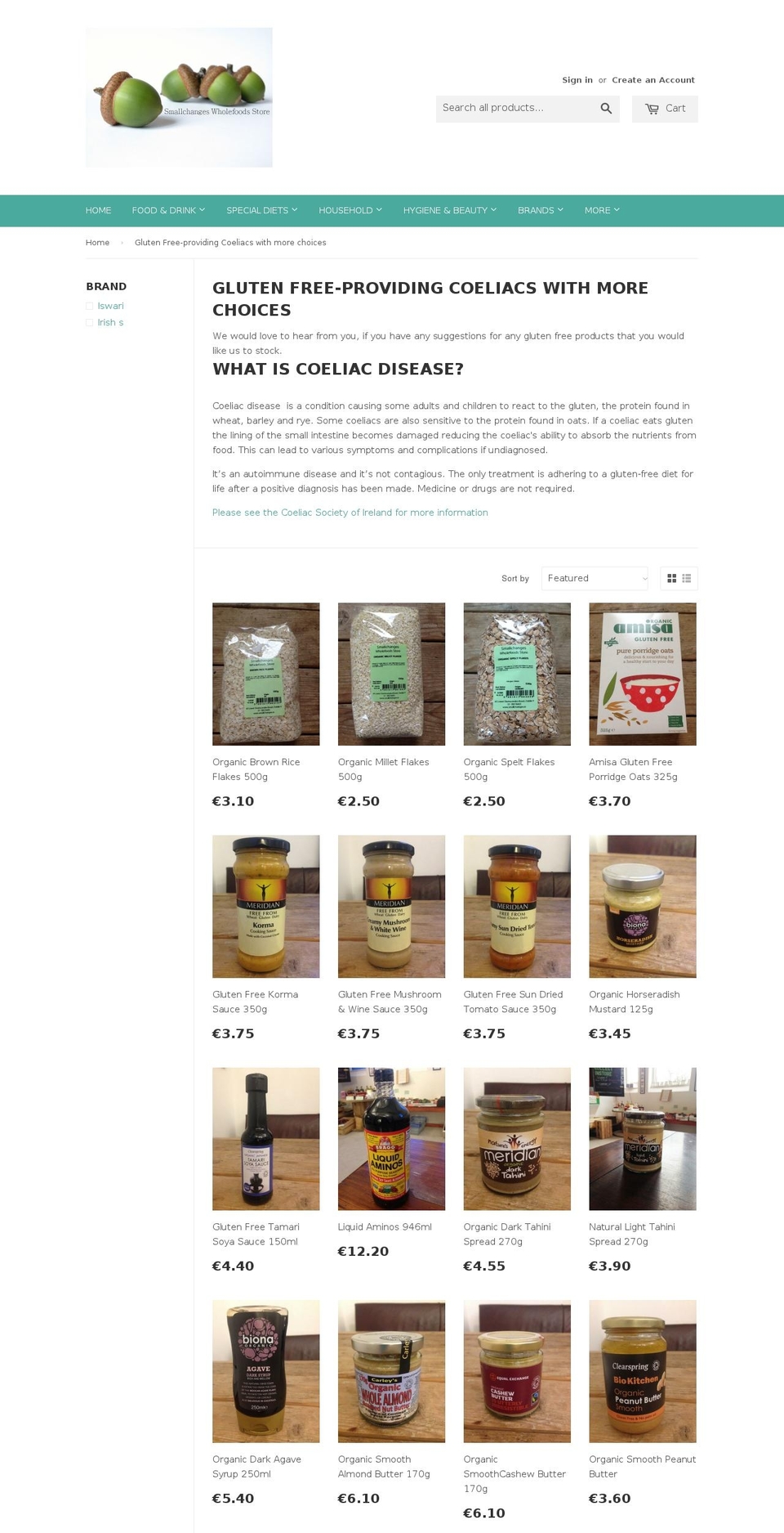 thecoeliacshop.com shopify website screenshot