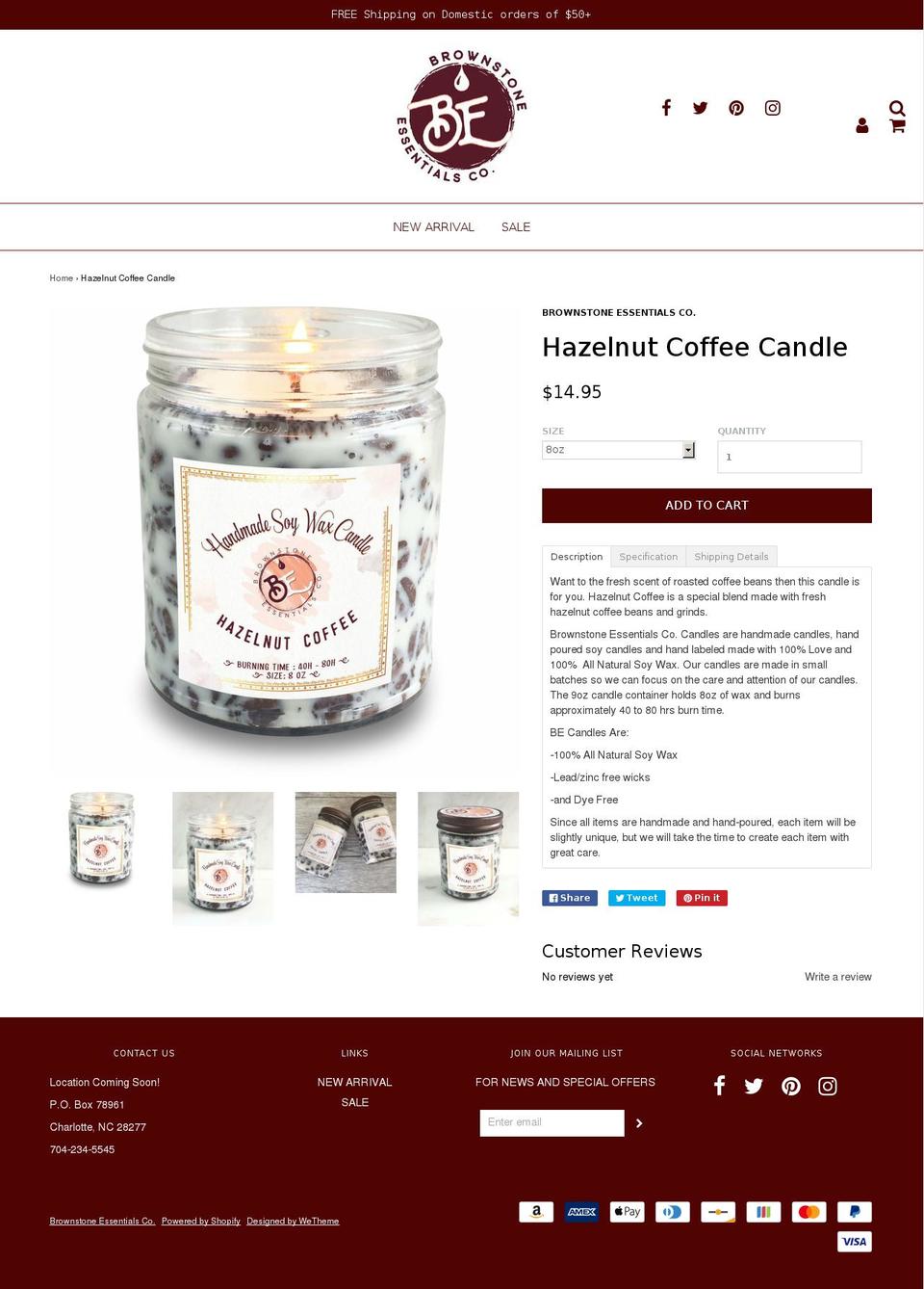 thecoffeecandle.com — Shopify storefront screenshot