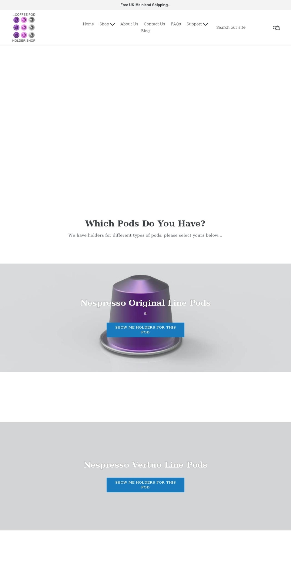 thecoffeepodholdershop.com — Shopify storefront screenshot