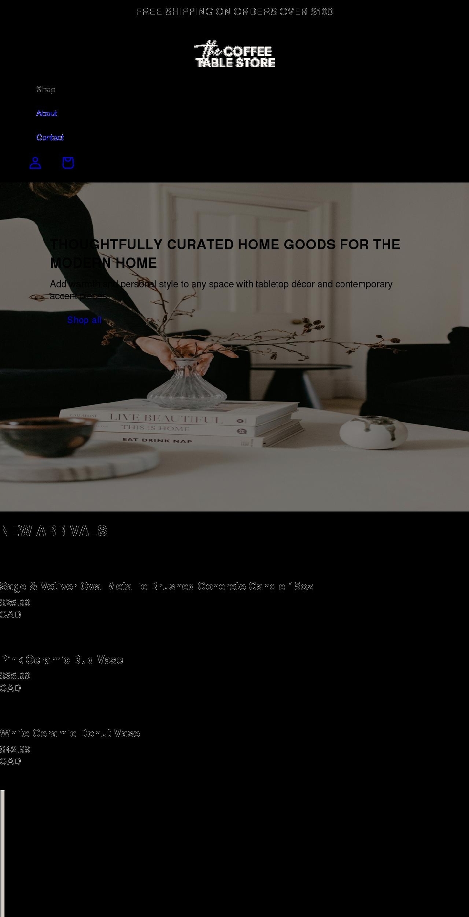 thecoffeetablestore.com shopify website screenshot