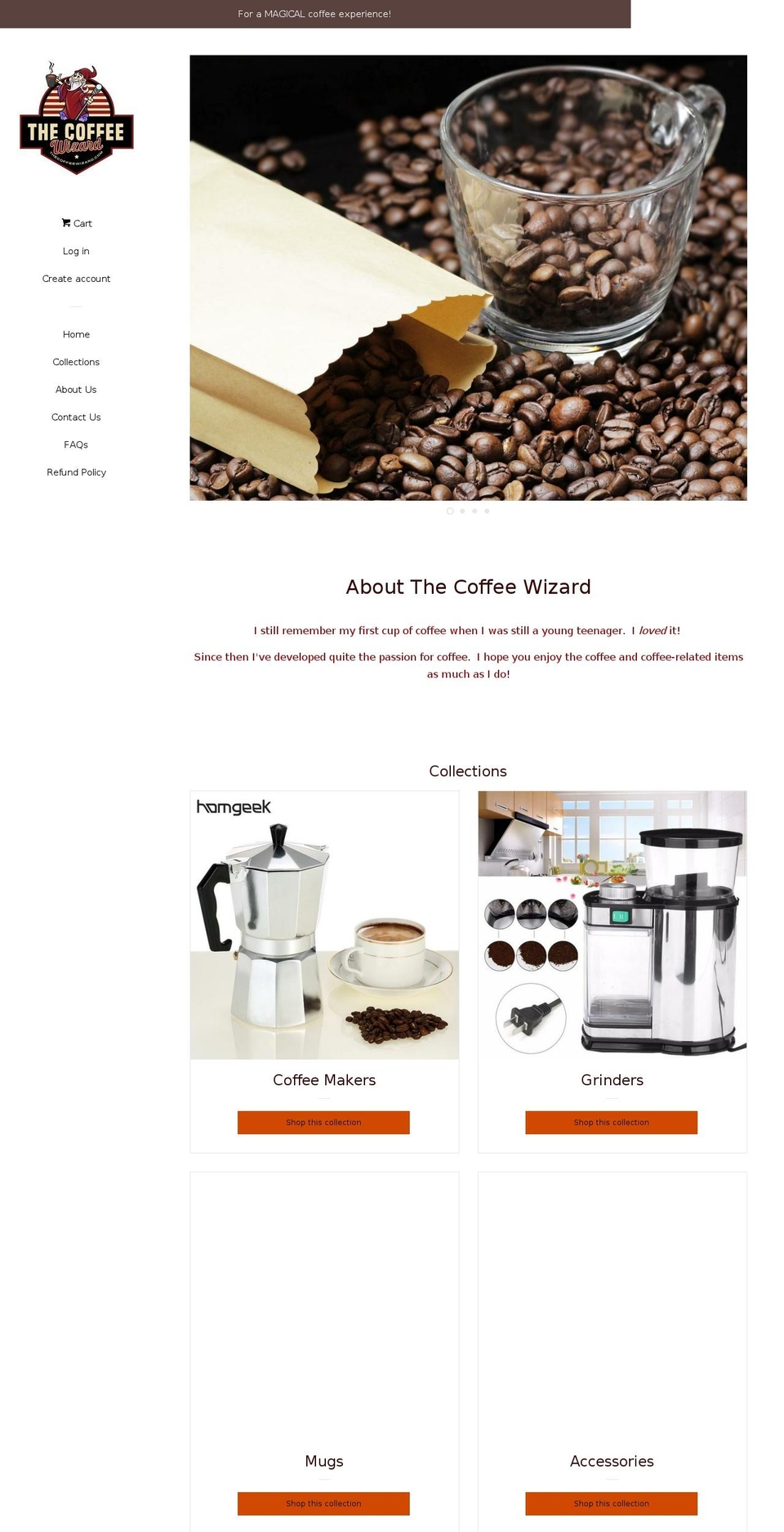 thecoffeewizard.com — Shopify storefront screenshot