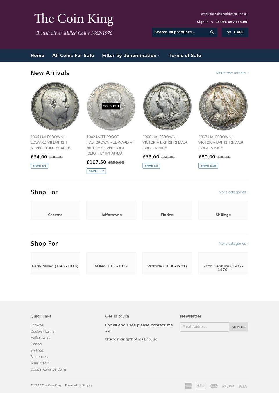 thecoinking.co.uk shopify website screenshot