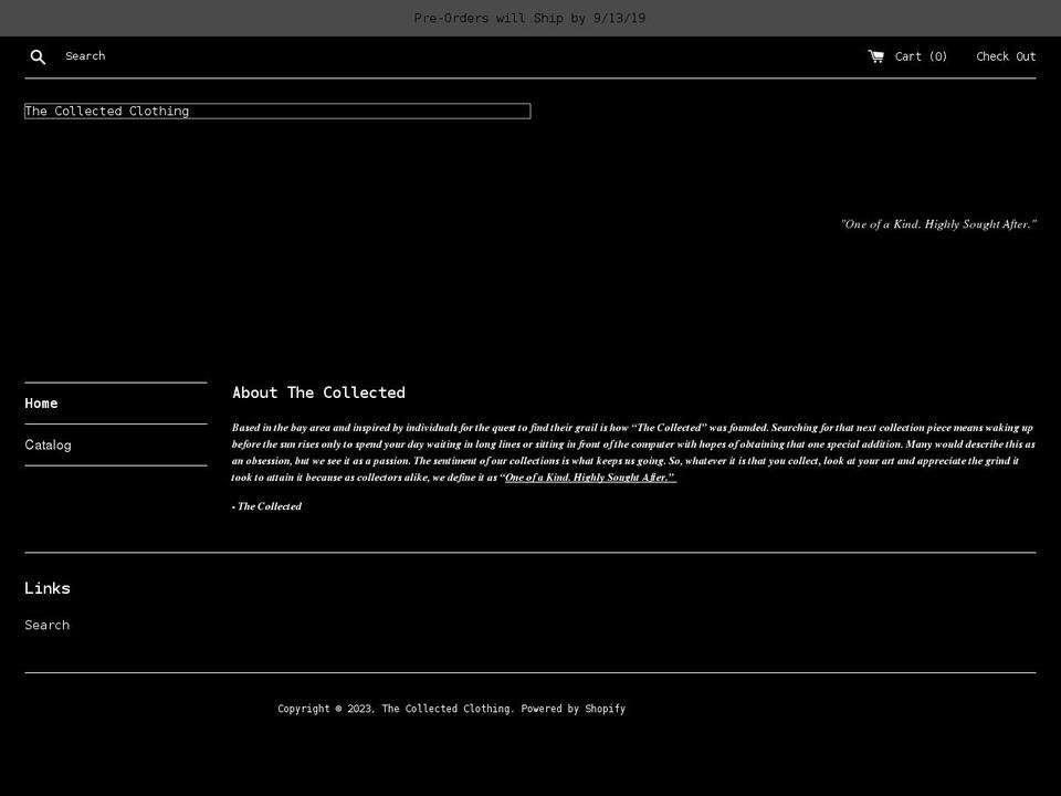 thecollectedapparel.com shopify website screenshot