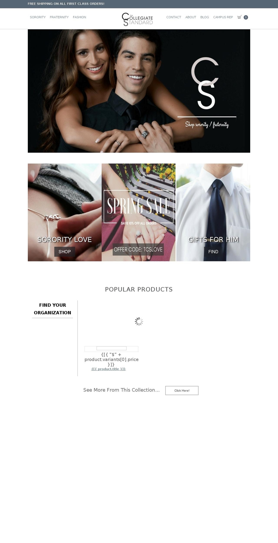 thecollegiatestandard.com shopify website screenshot