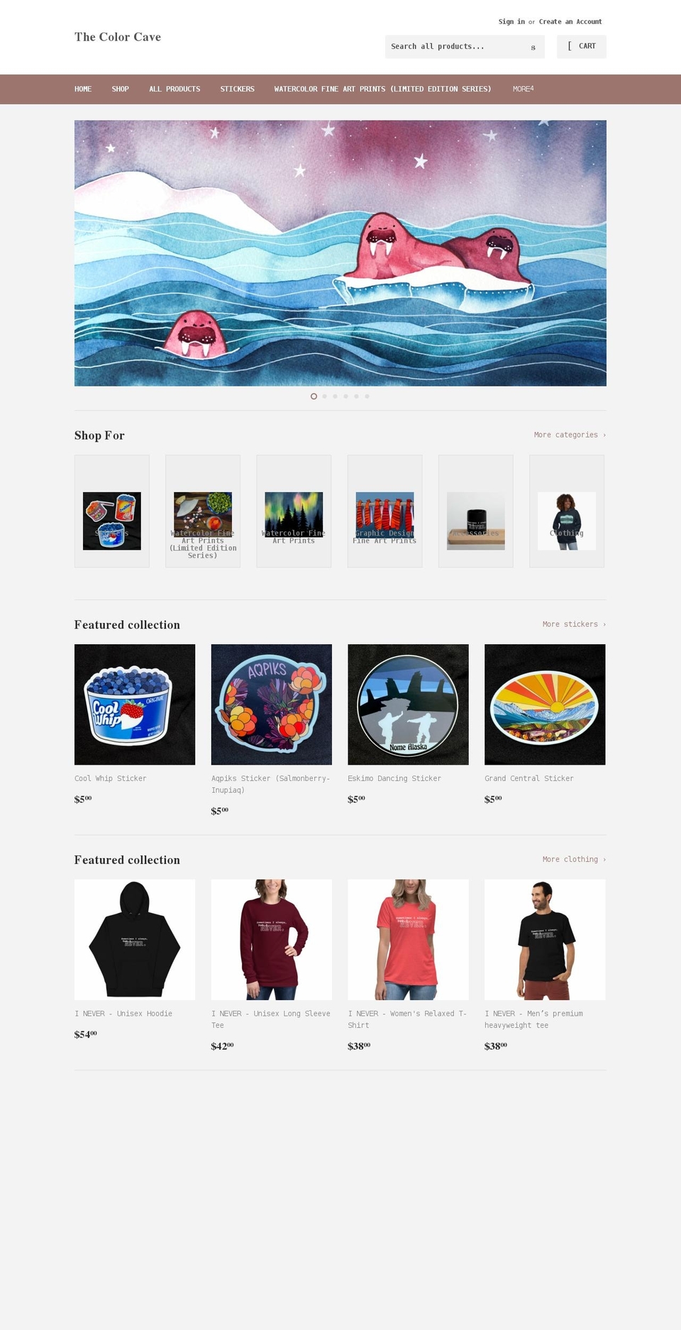 thecolorcaveshop.com shopify website screenshot